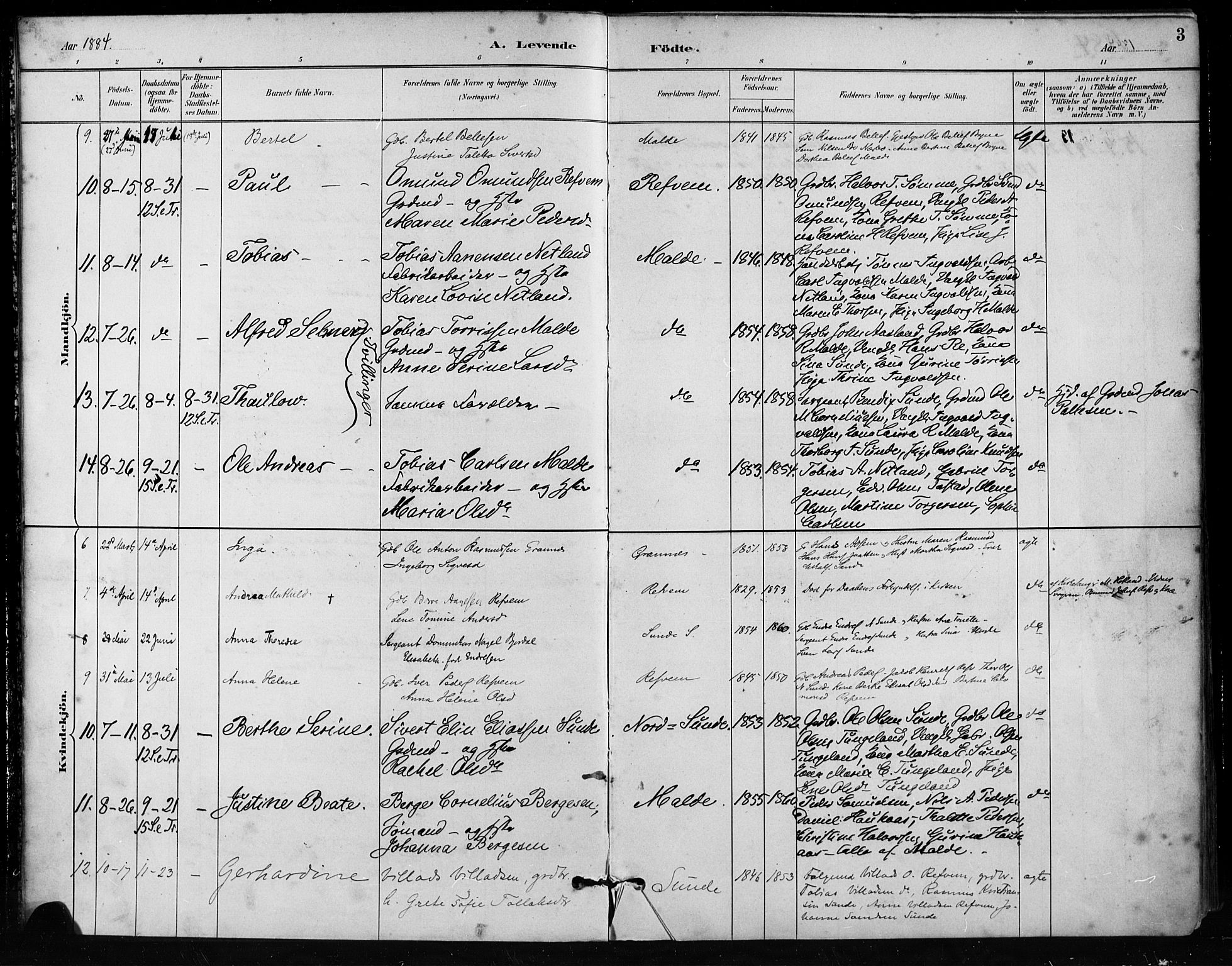 Håland sokneprestkontor, AV/SAST-A-101802/001/30BA/L0011: Parish register (official) no. A 10, 1883-1900, p. 3