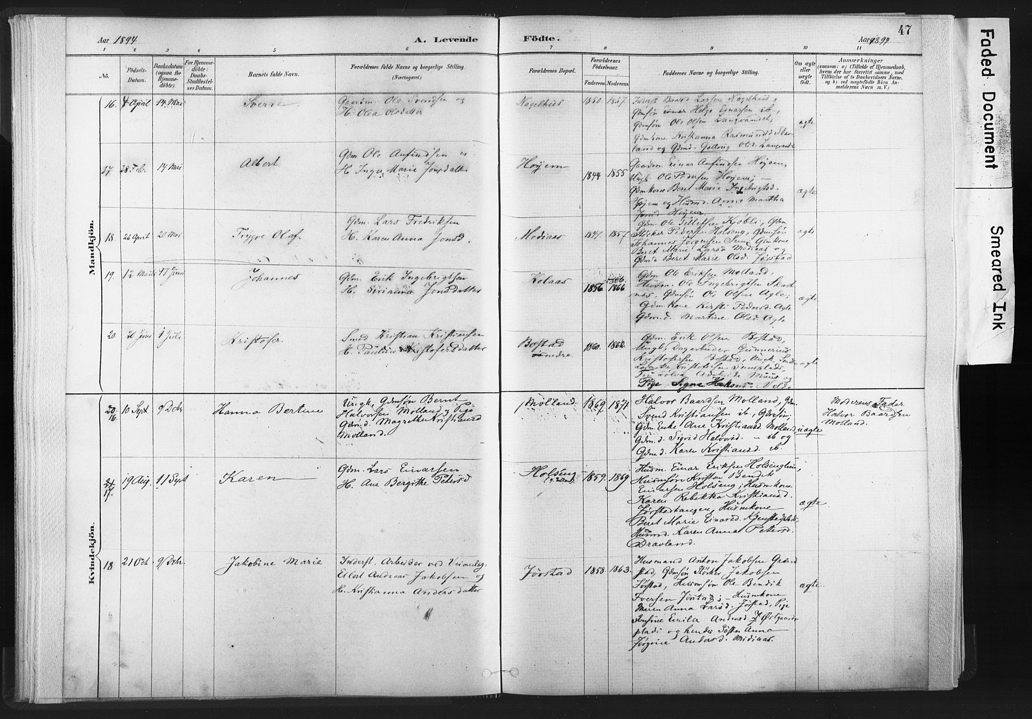 Ministerialprotokoller, klokkerbøker og fødselsregistre - Nord-Trøndelag, SAT/A-1458/749/L0474: Parish register (official) no. 749A08, 1887-1903, p. 47