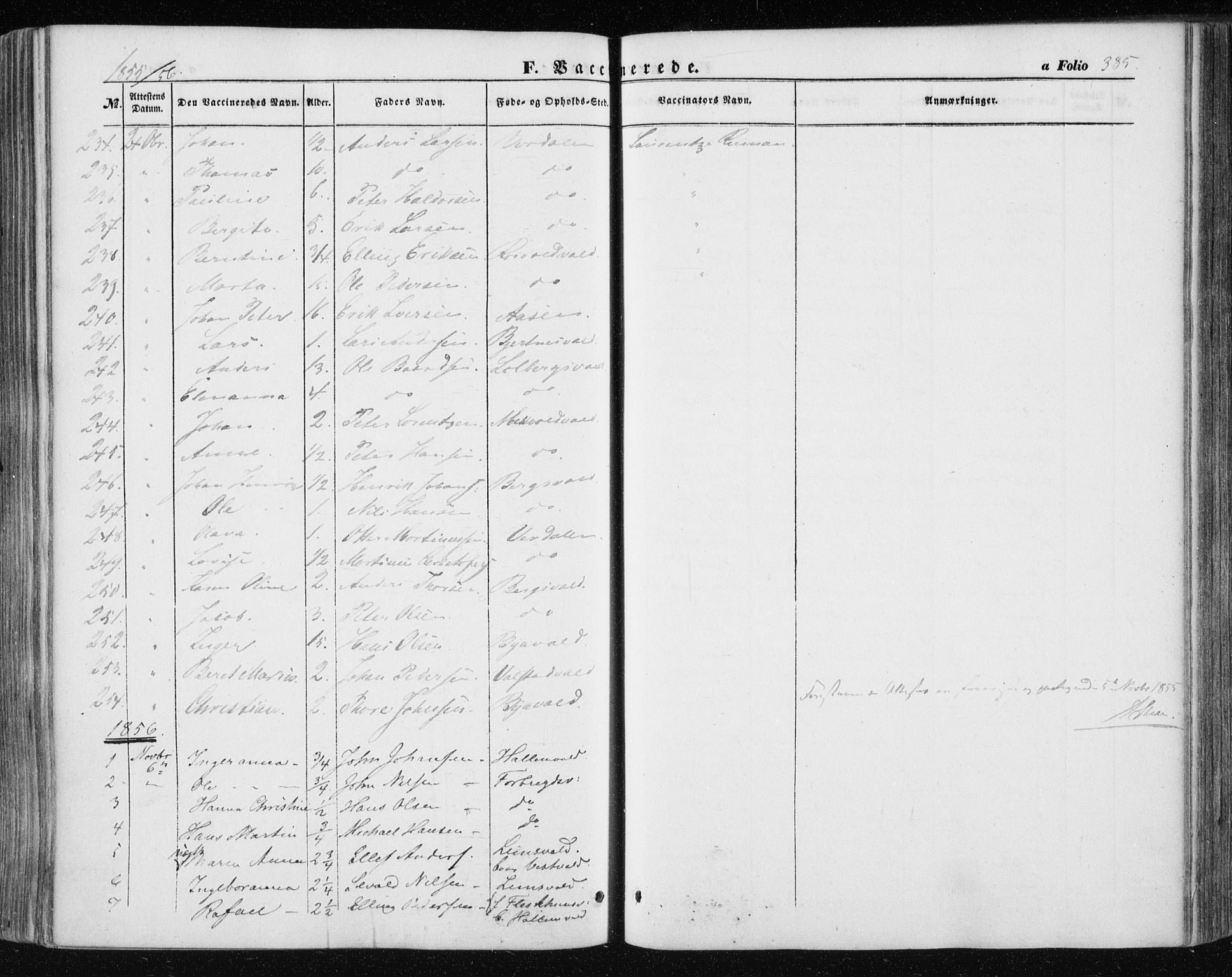 Ministerialprotokoller, klokkerbøker og fødselsregistre - Nord-Trøndelag, SAT/A-1458/723/L0240: Parish register (official) no. 723A09, 1852-1860, p. 385