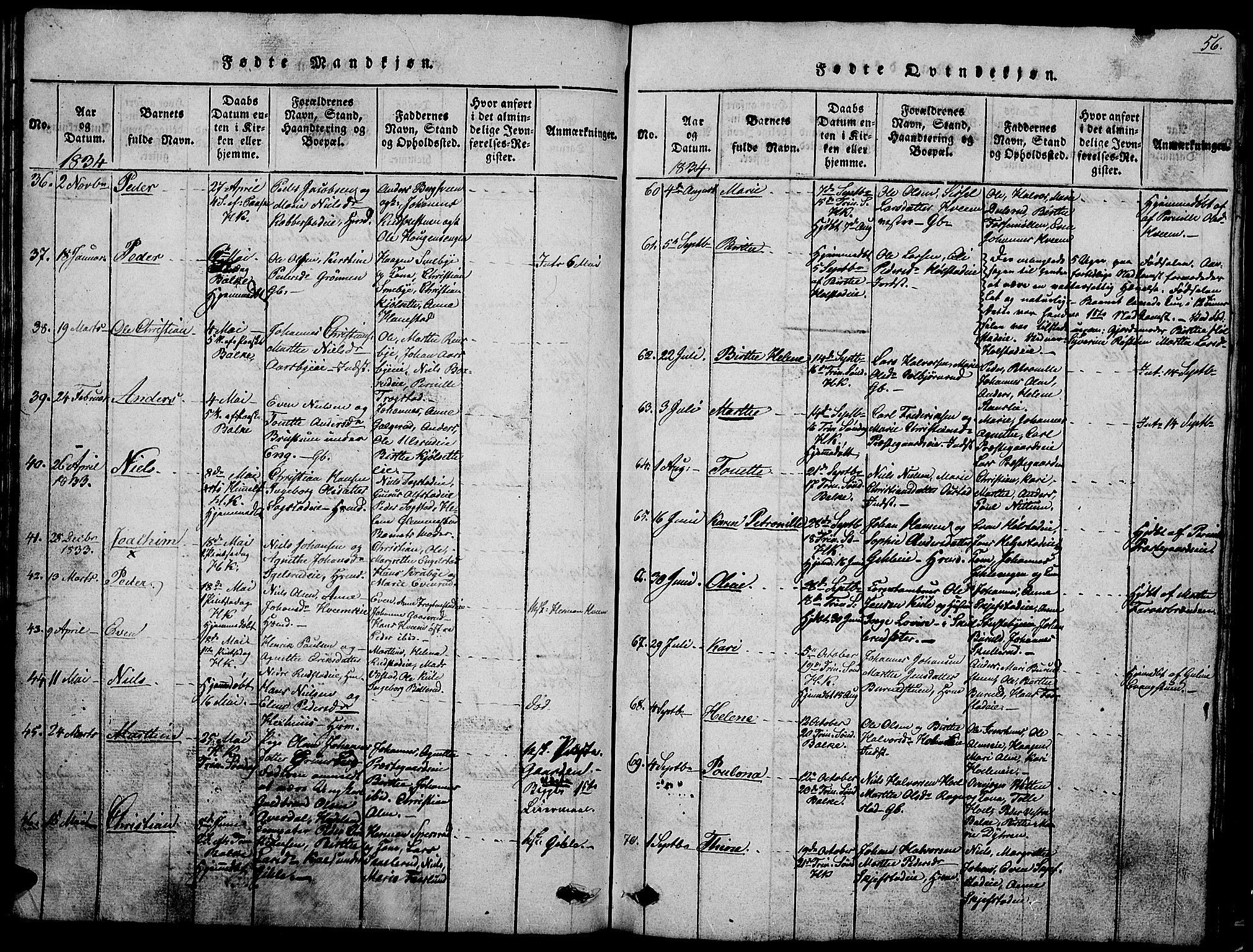 Østre Toten prestekontor, SAH/PREST-104/H/Ha/Hab/L0001: Parish register (copy) no. 1, 1827-1839, p. 56