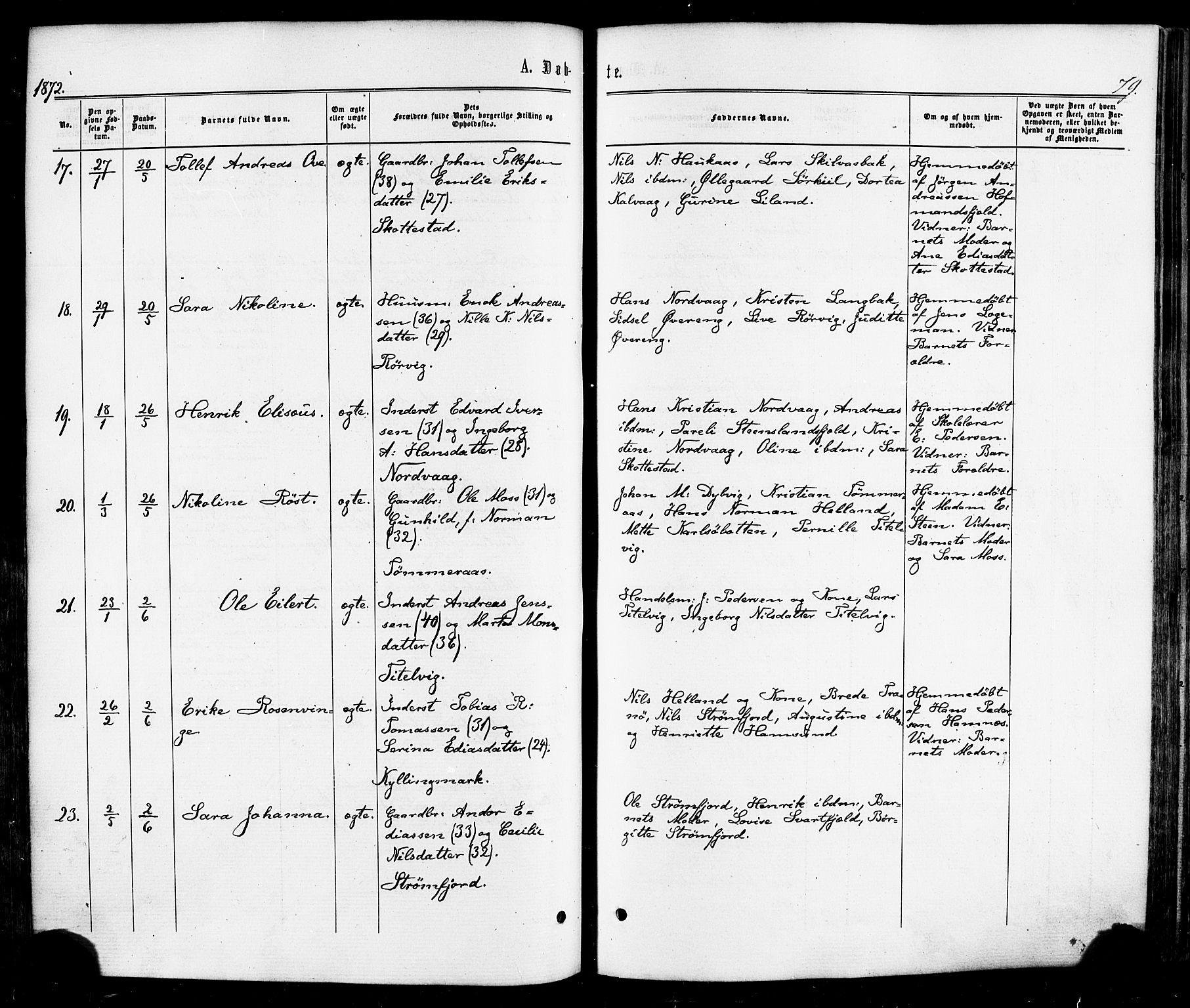 Ministerialprotokoller, klokkerbøker og fødselsregistre - Nordland, SAT/A-1459/859/L0845: Parish register (official) no. 859A05, 1863-1877, p. 79