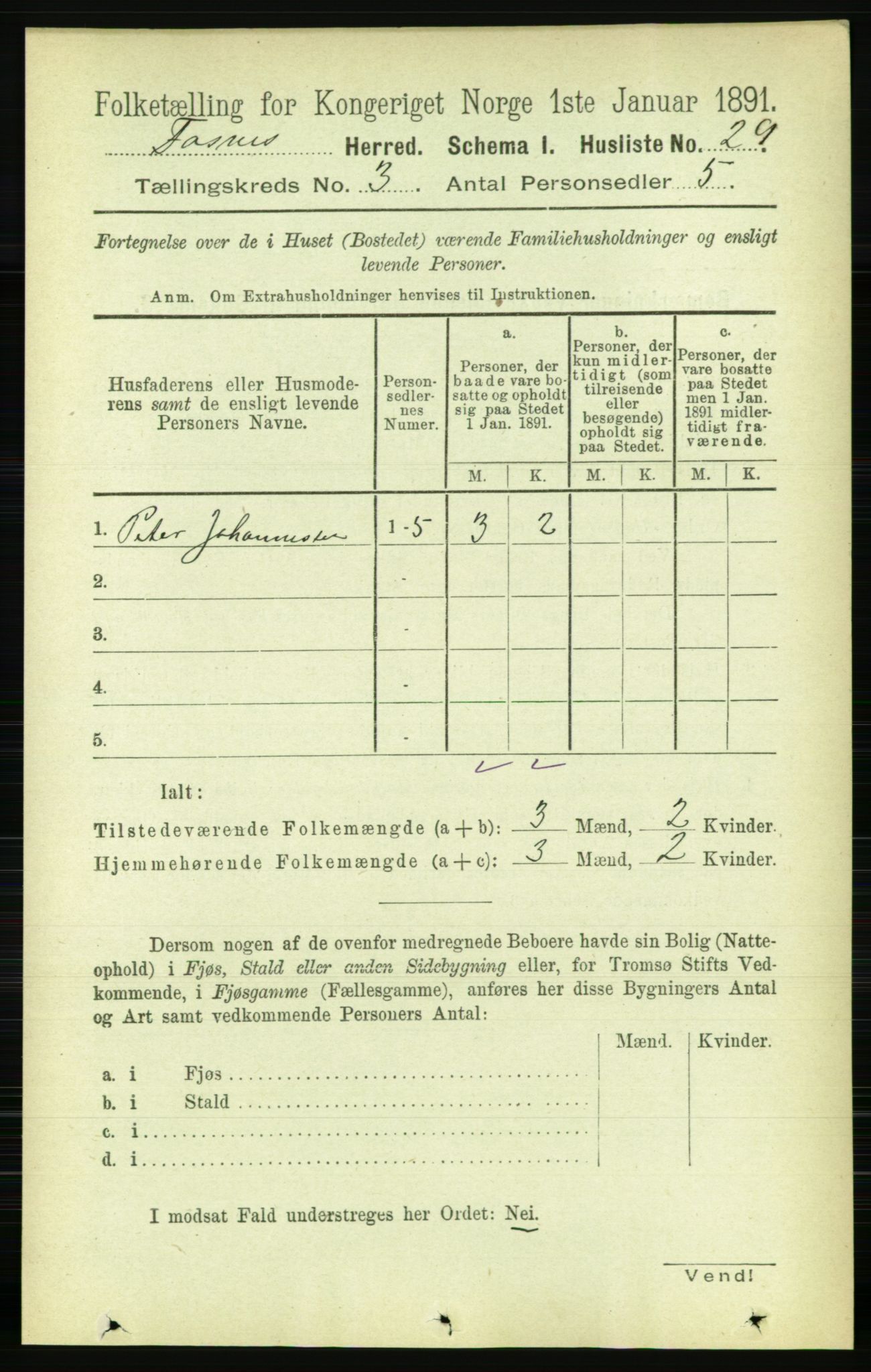RA, 1891 census for 1748 Fosnes, 1891, p. 634