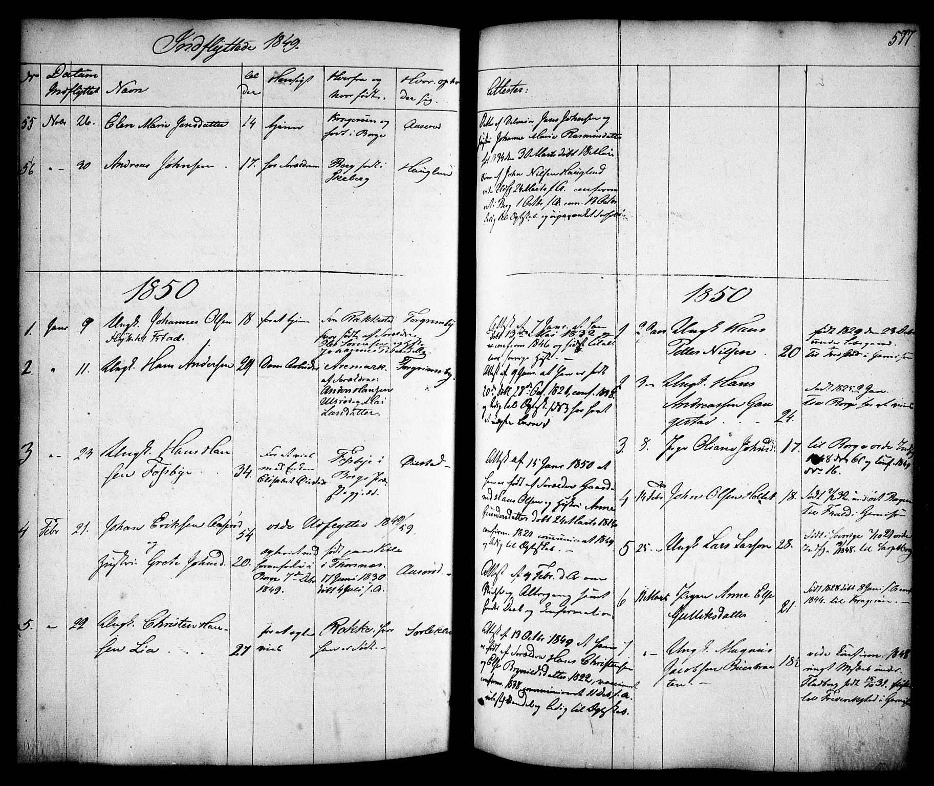Skjeberg prestekontor Kirkebøker, SAO/A-10923/F/Fa/L0006: Parish register (official) no. I 6, 1846-1858, p. 577