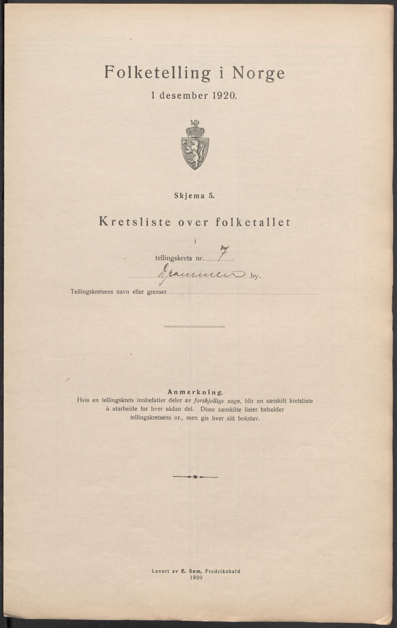 SAKO, 1920 census for Drammen, 1920, p. 61