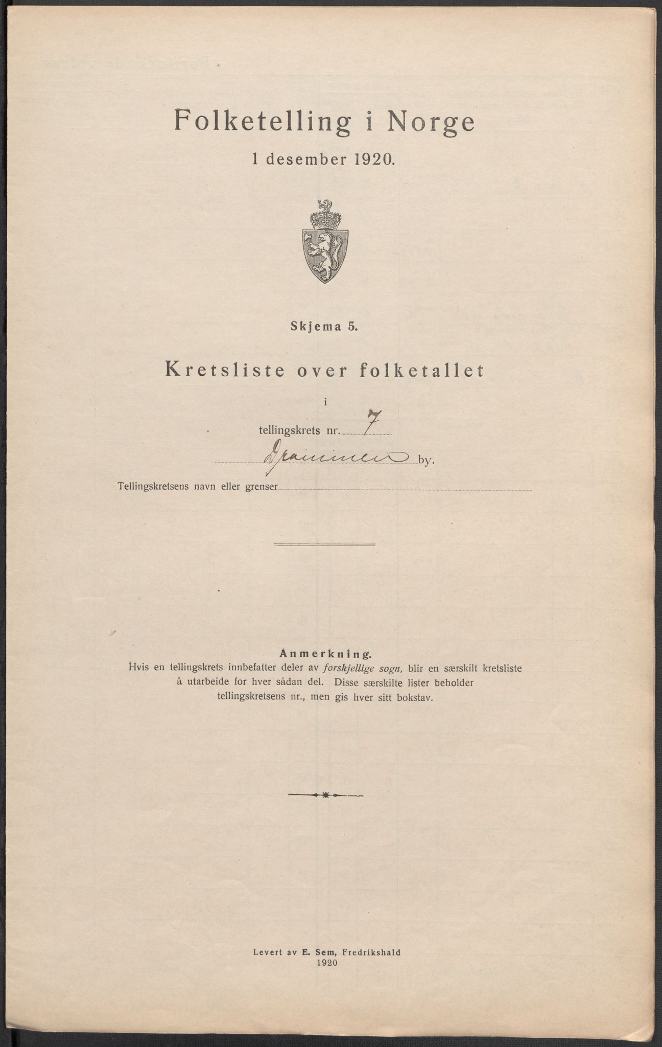 SAKO, 1920 census for Drammen, 1920, p. 61