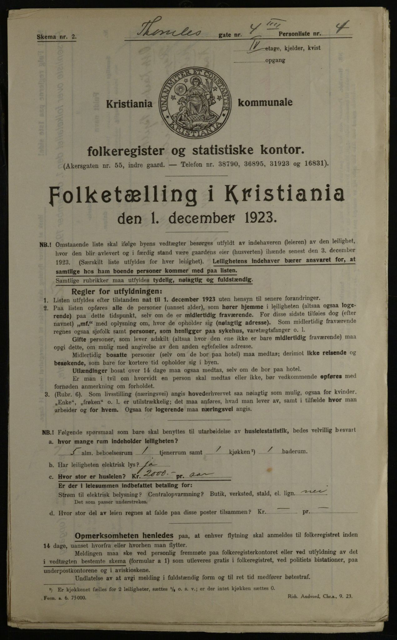 OBA, Municipal Census 1923 for Kristiania, 1923, p. 120949