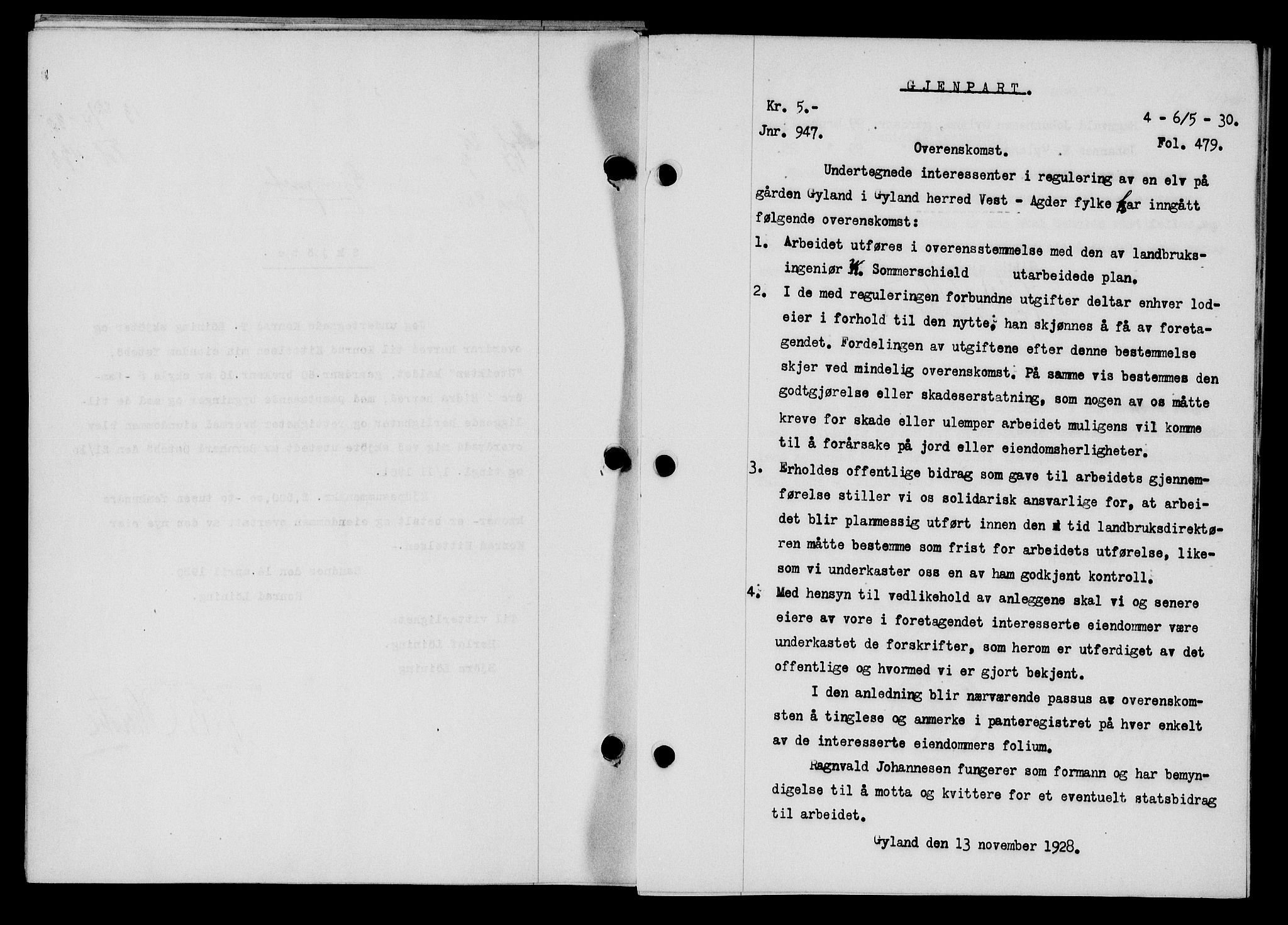 Flekkefjord sorenskriveri, SAK/1221-0001/G/Gb/Gba/L0045: Mortgage book no. 43, 1929-1930, Deed date: 06.05.1930