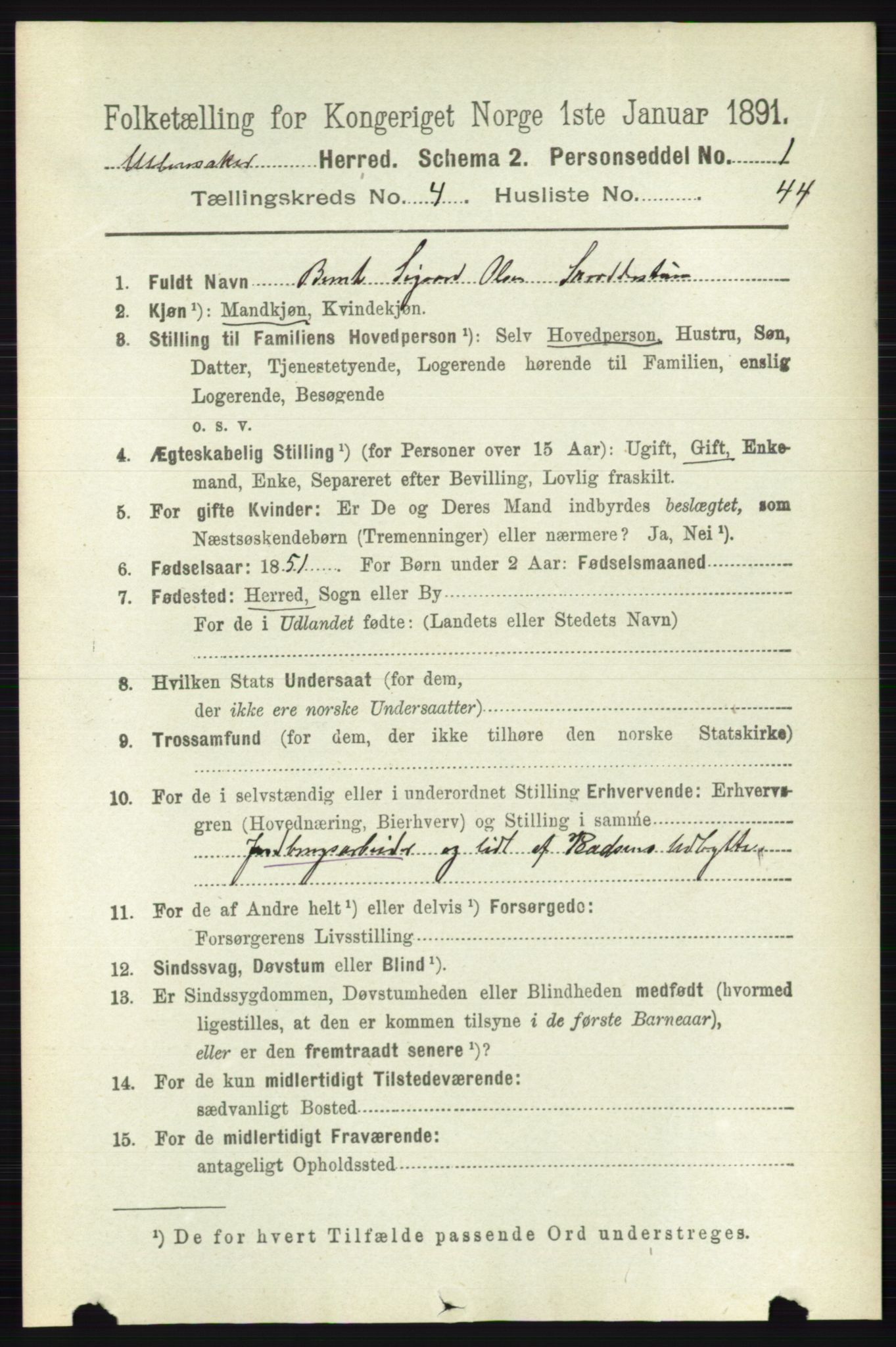 RA, 1891 census for 0235 Ullensaker, 1891, p. 1734