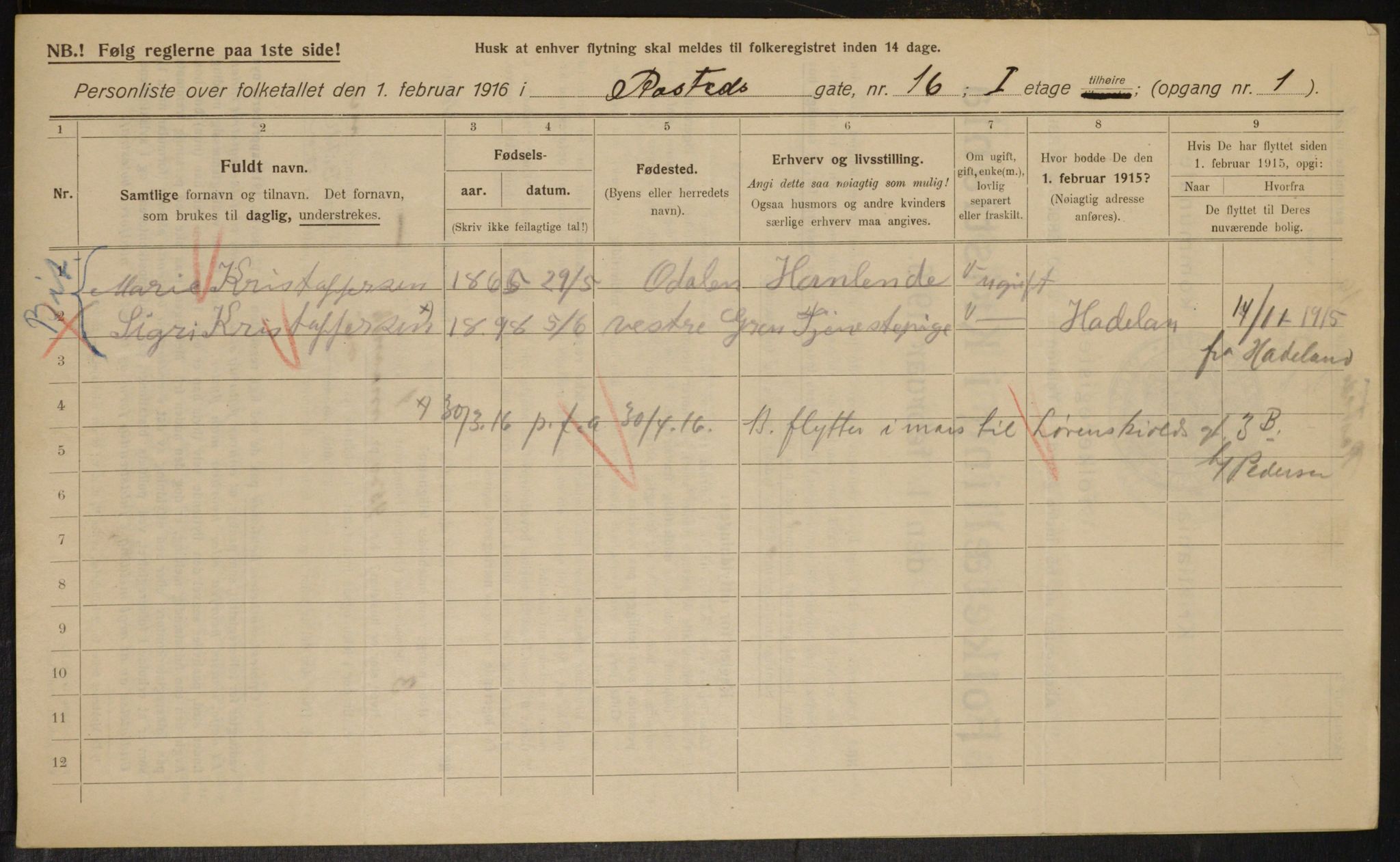 OBA, Municipal Census 1916 for Kristiania, 1916, p. 86780