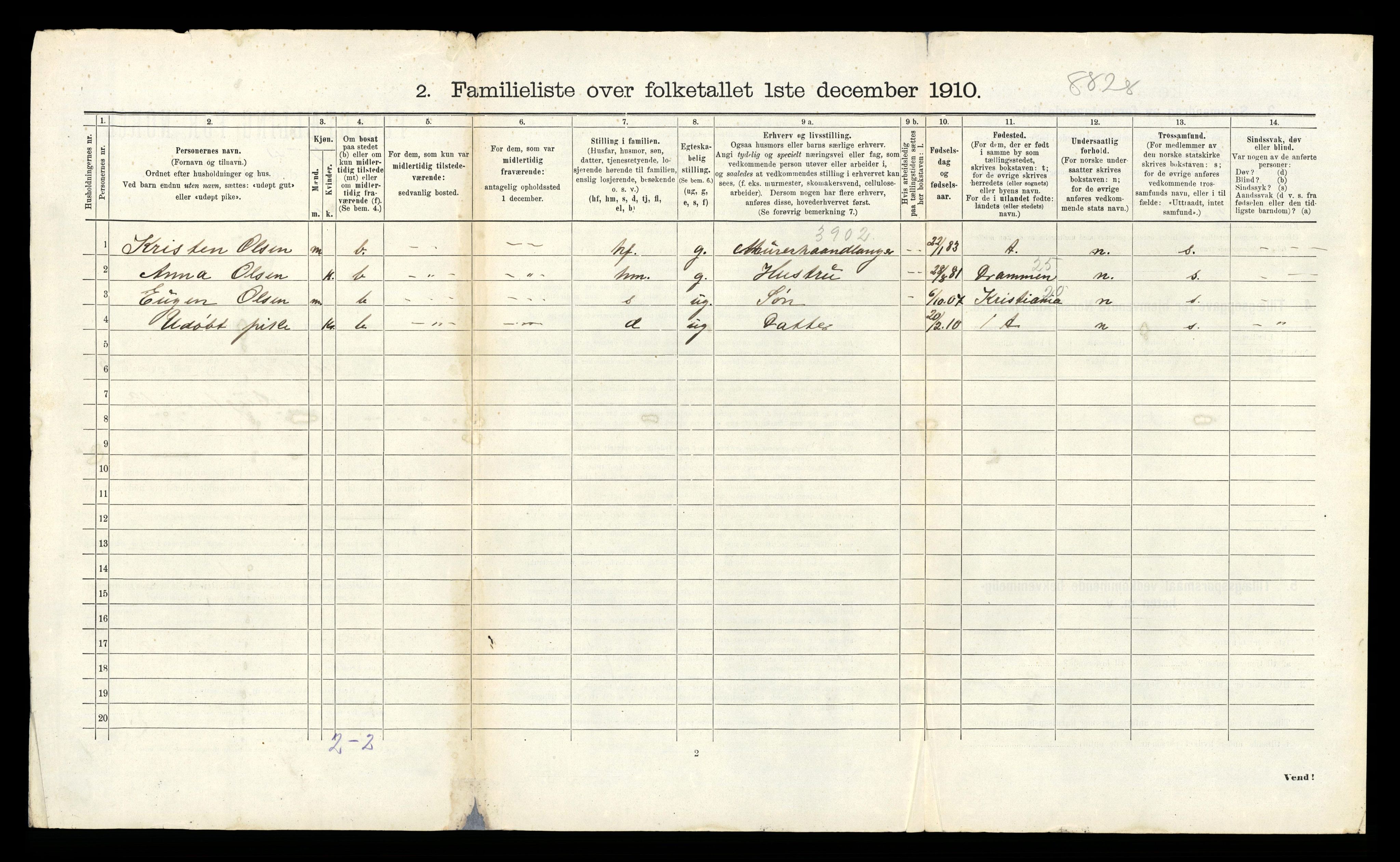 RA, 1910 census for Porsgrunn, 1910, p. 2959