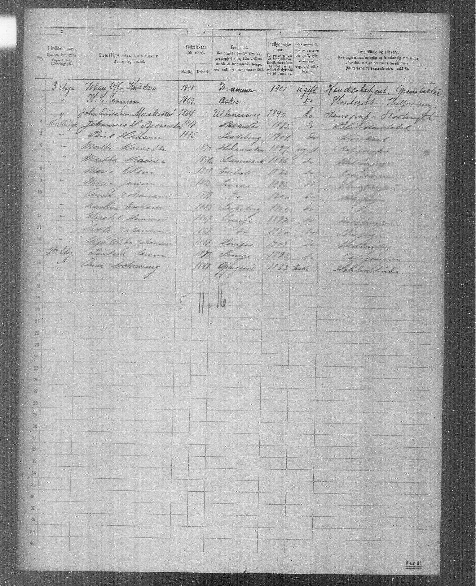 OBA, Municipal Census 1904 for Kristiania, 1904, p. 4425