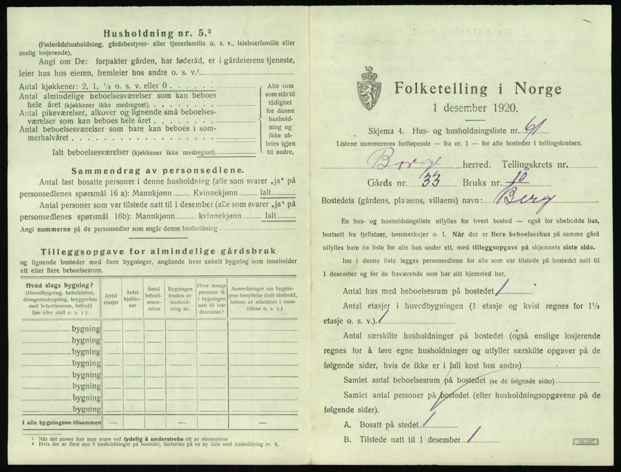 SAT, 1920 census for Borge, 1920, p. 567