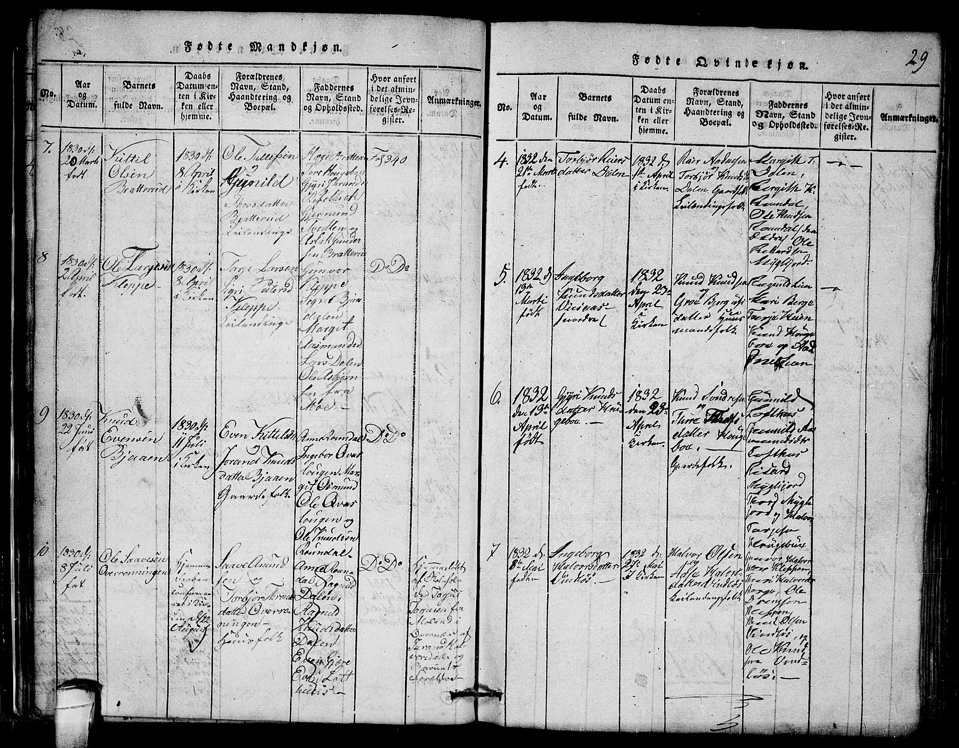 Lårdal kirkebøker, SAKO/A-284/G/Gb/L0001: Parish register (copy) no. II 1, 1815-1865, p. 29