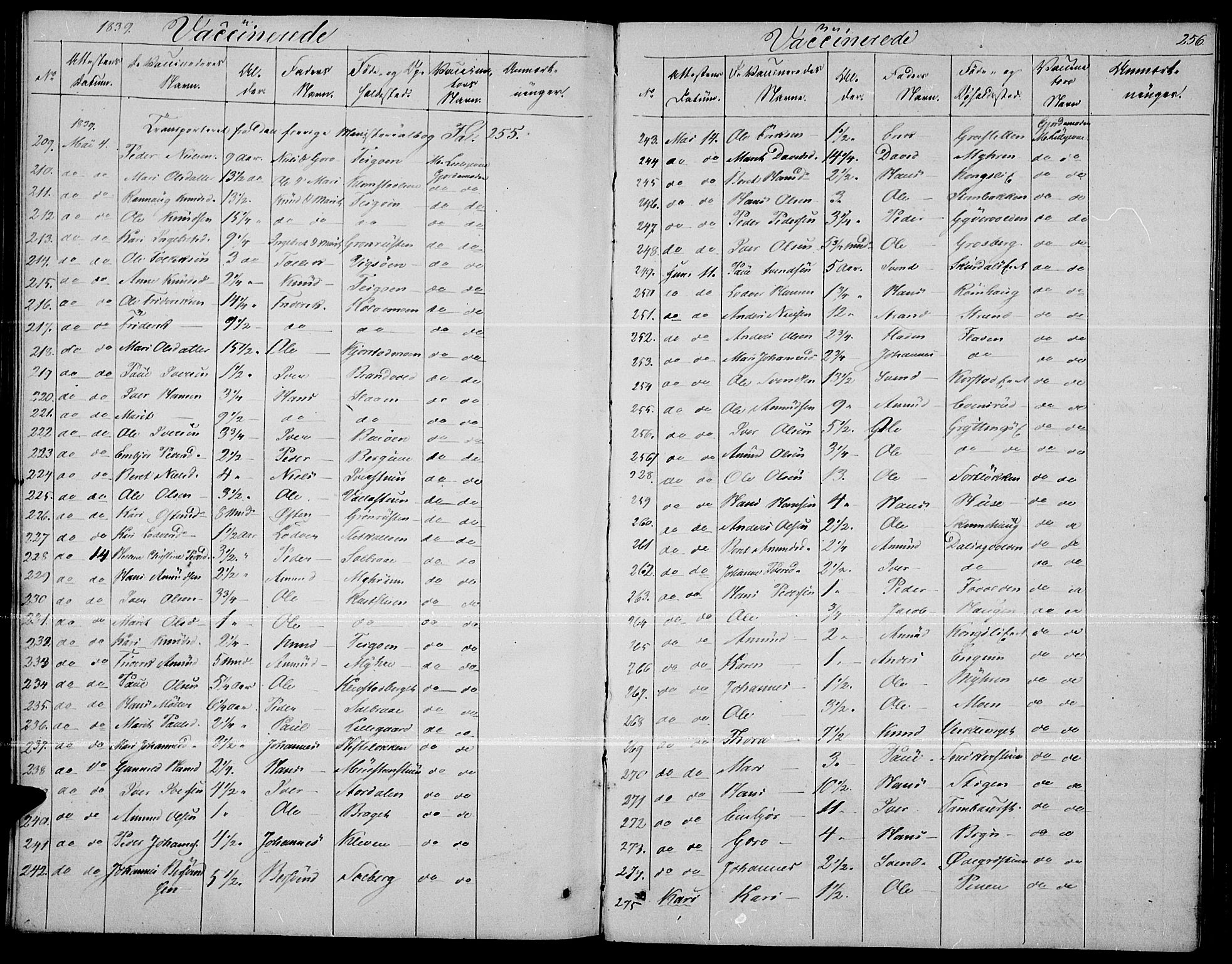 Fron prestekontor, SAH/PREST-078/H/Ha/Haa/L0004: Parish register (official) no. 4, 1839-1848, p. 256