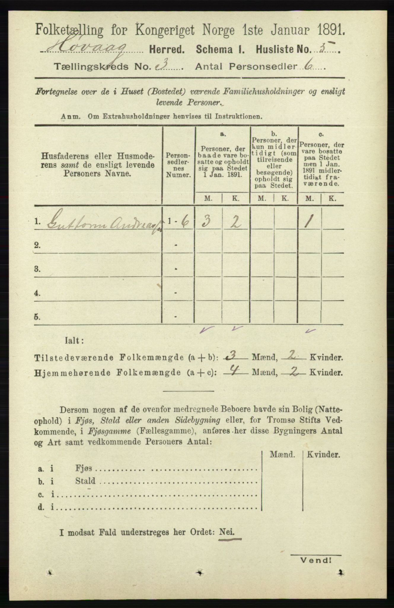 RA, 1891 census for 0927 Høvåg, 1891, p. 923