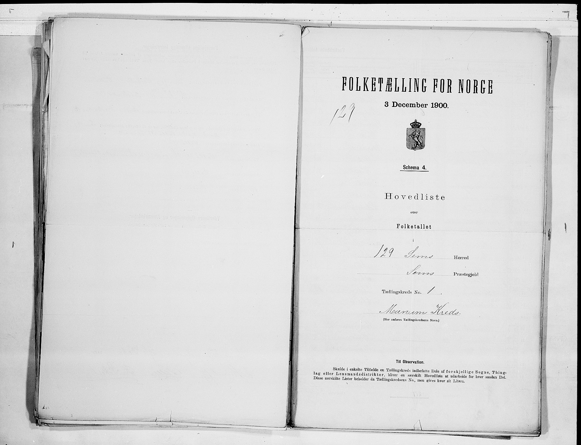 RA, 1900 census for Sem, 1900, p. 4