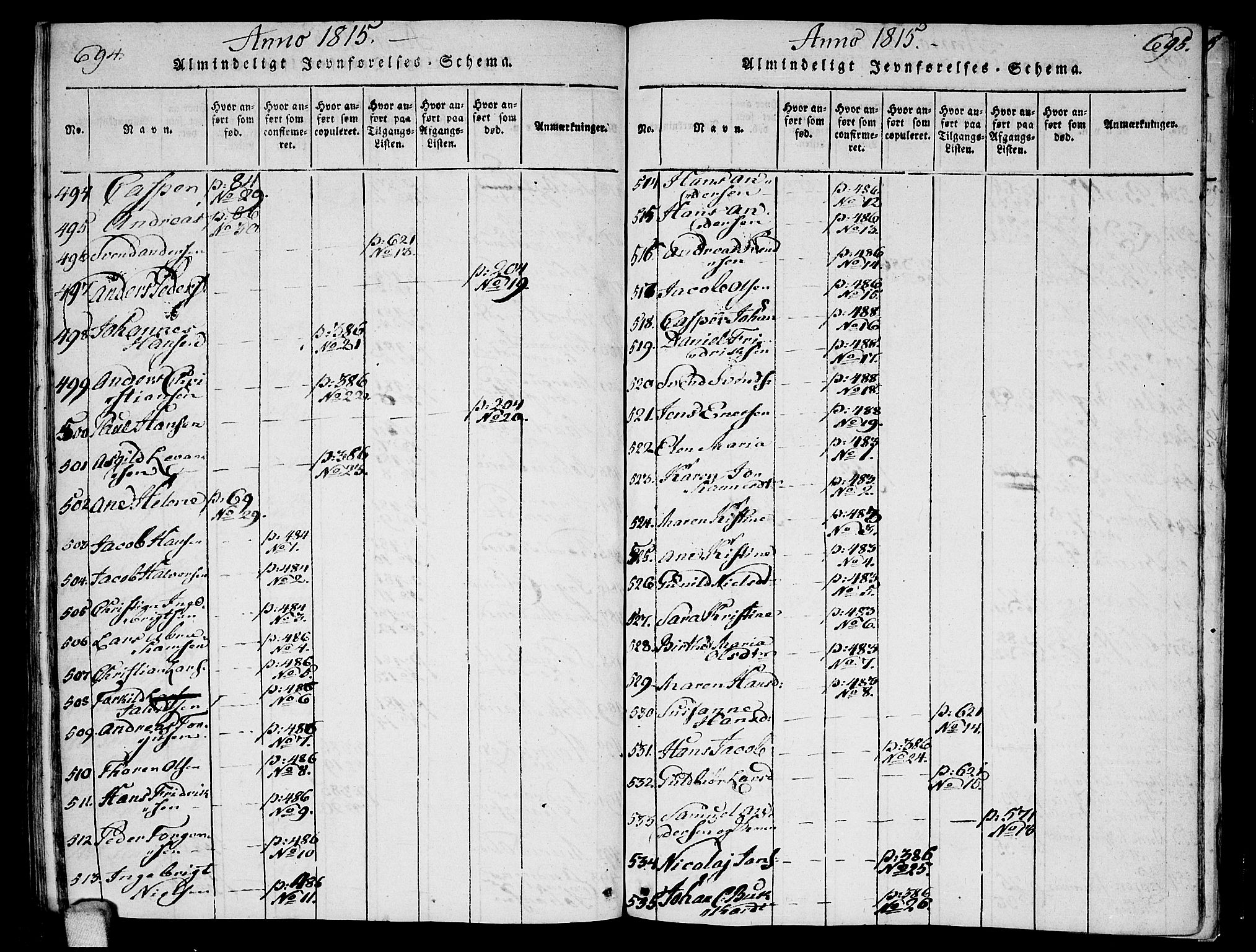 Ås prestekontor Kirkebøker, AV/SAO-A-10894/F/Fa/L0003: Parish register (official) no. I 3, 1814-1818, p. 694-695