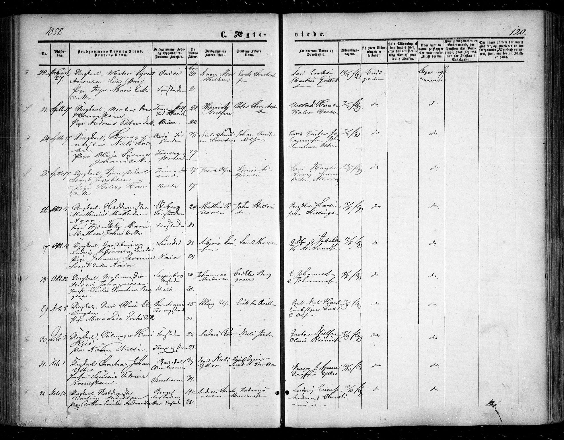 Glemmen prestekontor Kirkebøker, SAO/A-10908/F/Fa/L0007: Parish register (official) no. 7, 1853-1862, p. 120