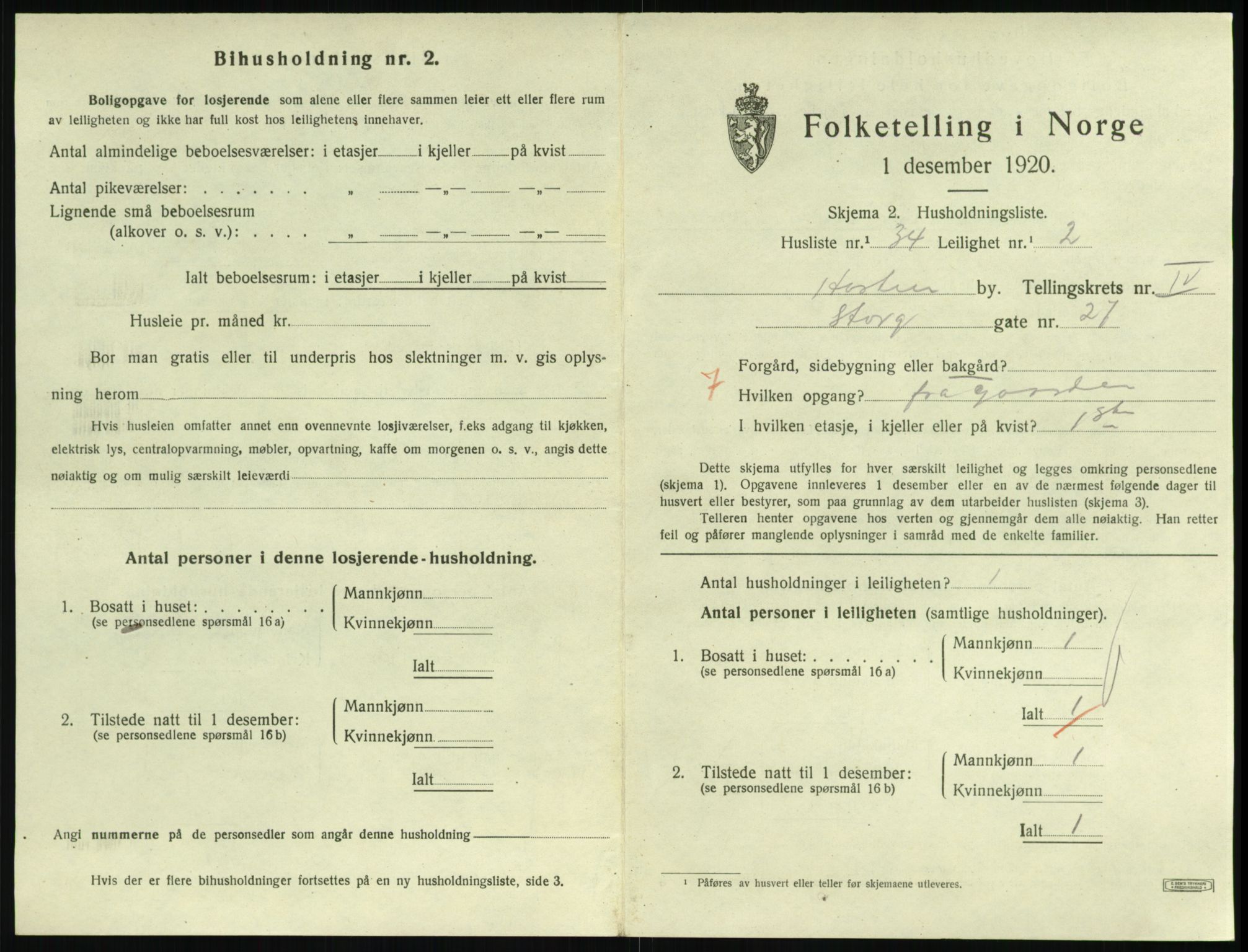 SAKO, 1920 census for Horten, 1920, p. 4959