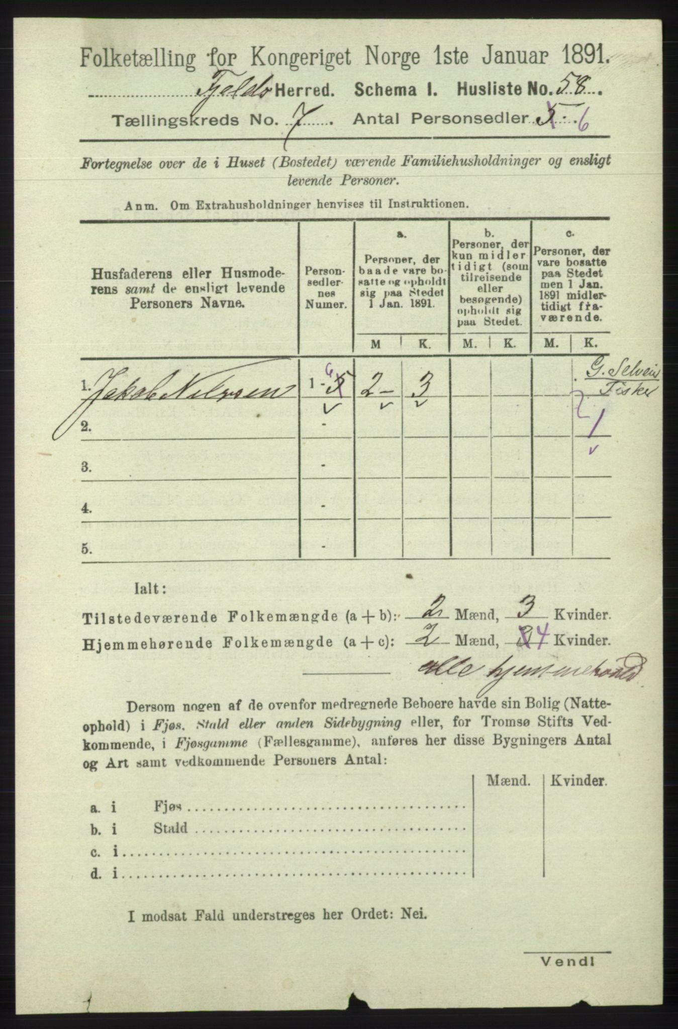 RA, 1891 census for 1246 Fjell, 1891, p. 3404