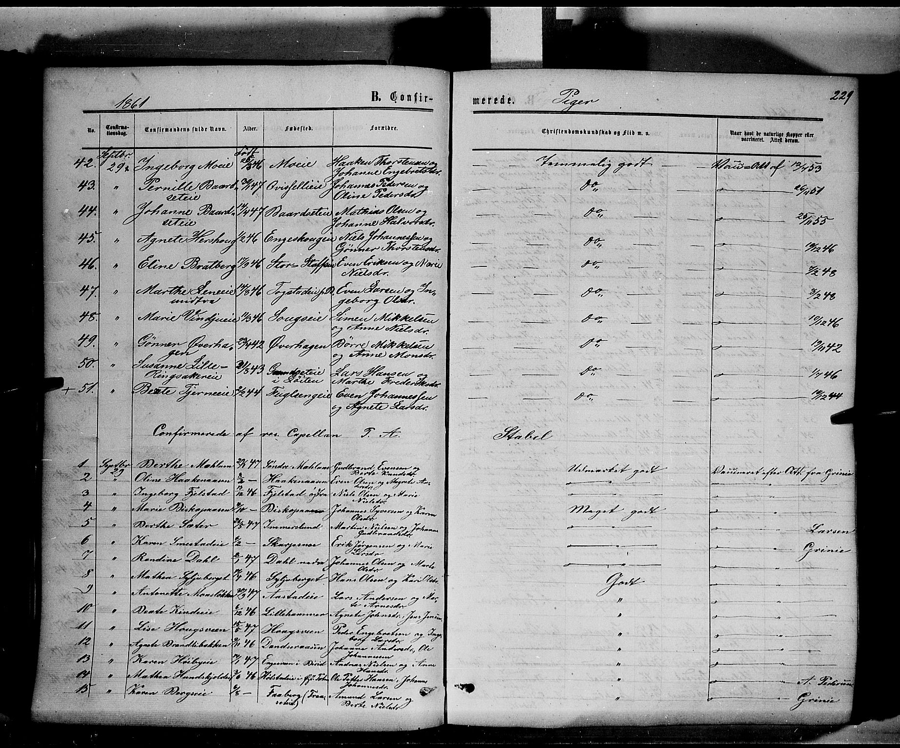 Ringsaker prestekontor, SAH/PREST-014/K/Ka/L0010: Parish register (official) no. 10, 1861-1869, p. 229