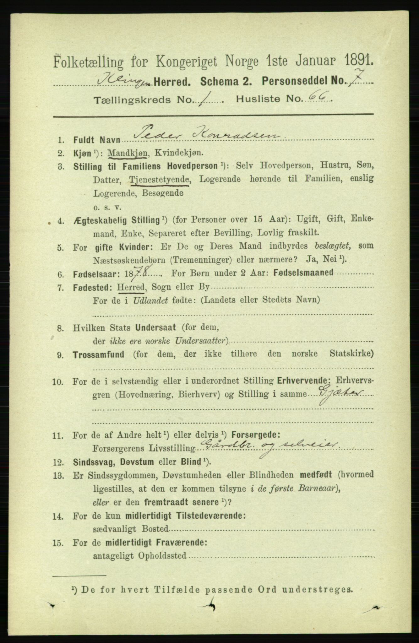 RA, 1891 census for 1746 Klinga, 1891, p. 463