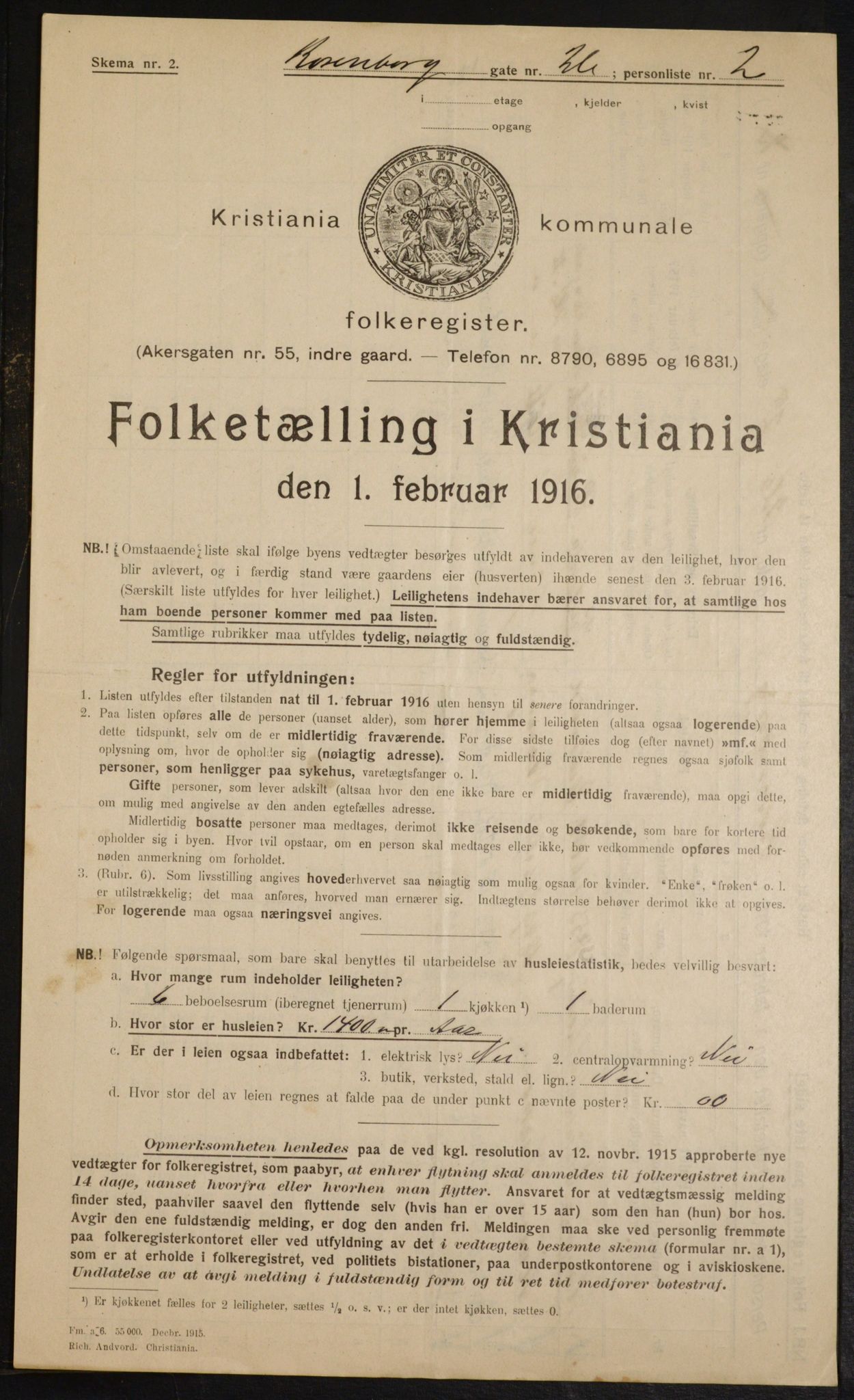 OBA, Municipal Census 1916 for Kristiania, 1916, p. 85828