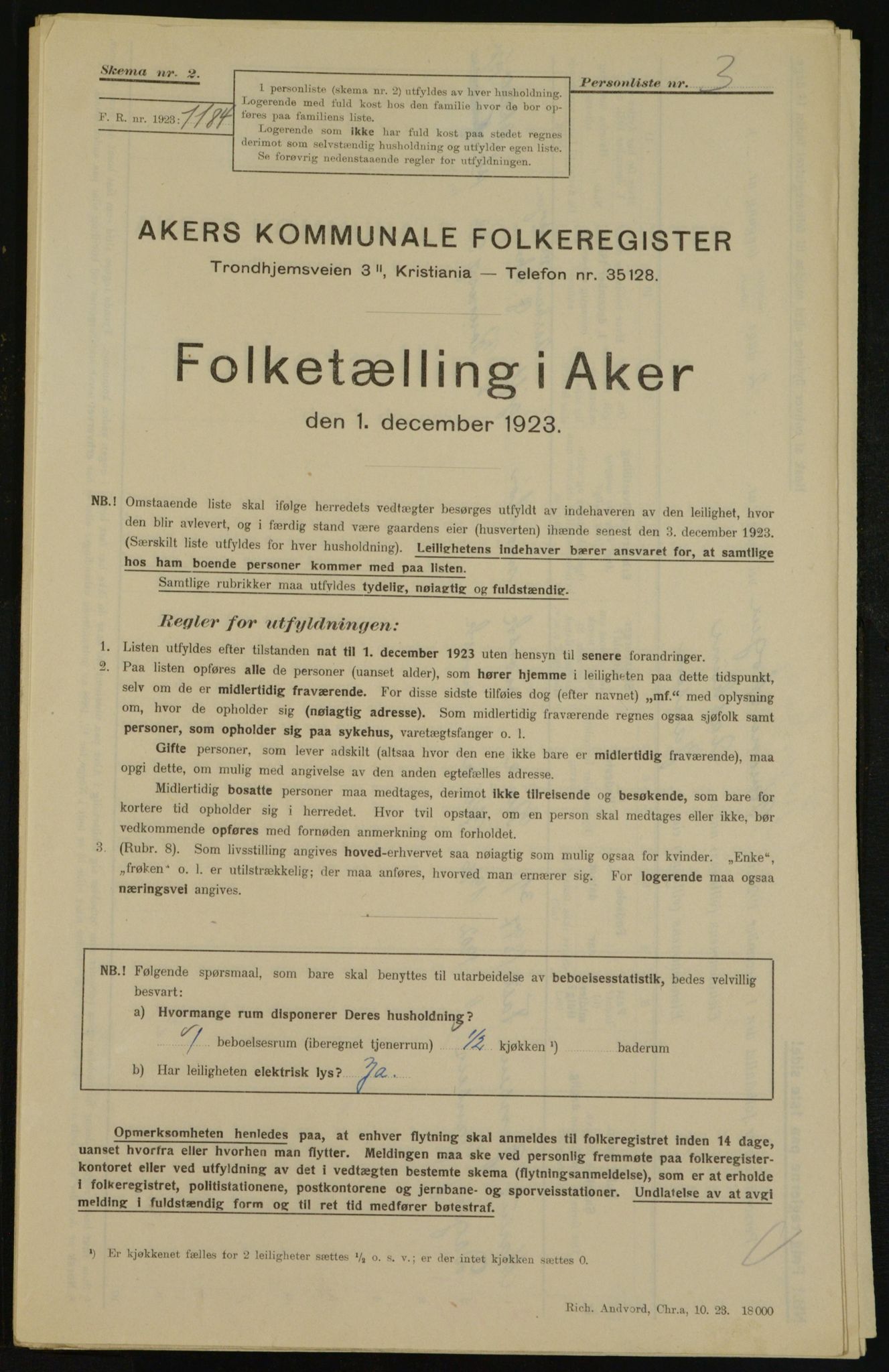 , Municipal Census 1923 for Aker, 1923, p. 29937