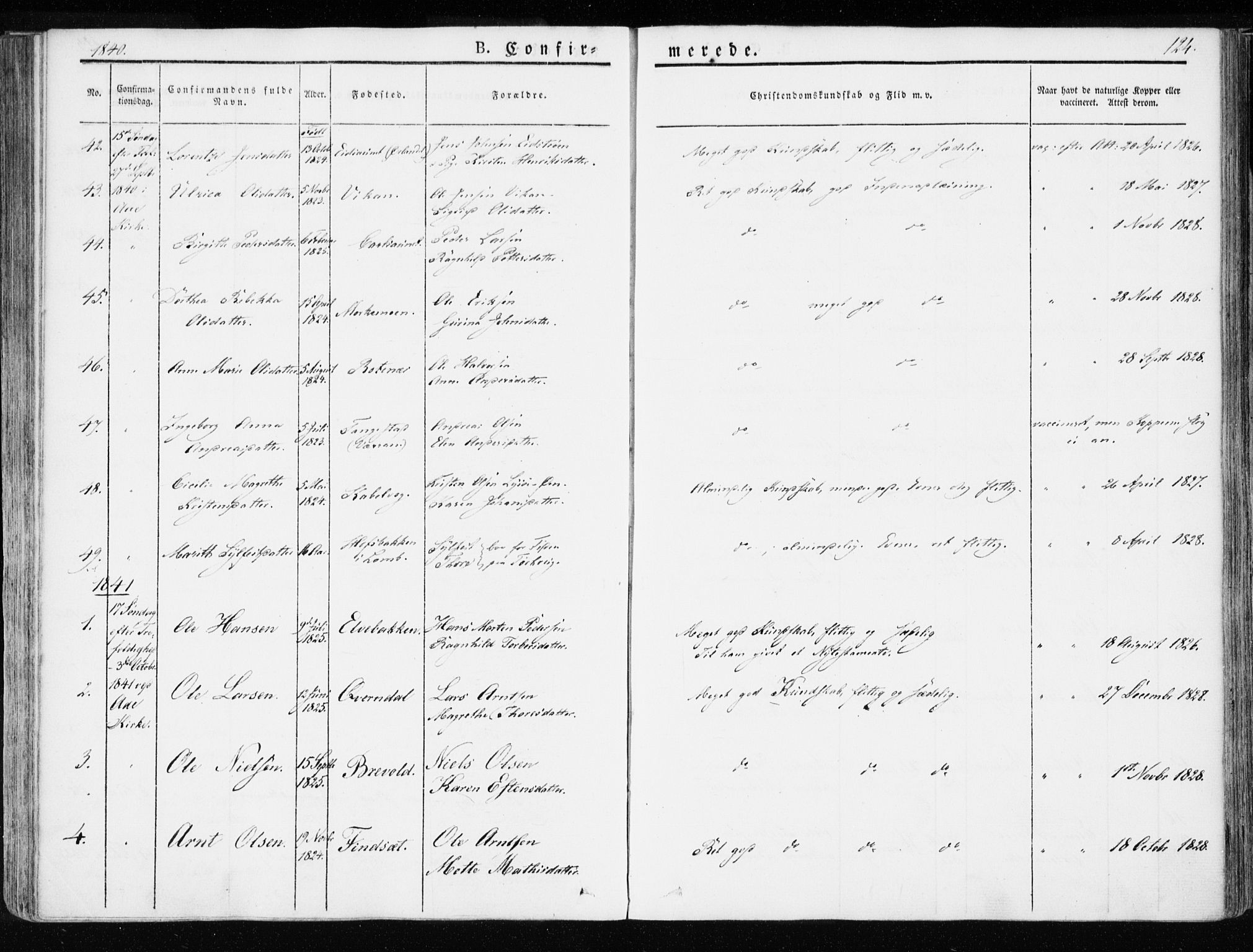 Ministerialprotokoller, klokkerbøker og fødselsregistre - Sør-Trøndelag, AV/SAT-A-1456/655/L0676: Parish register (official) no. 655A05, 1830-1847, p. 124