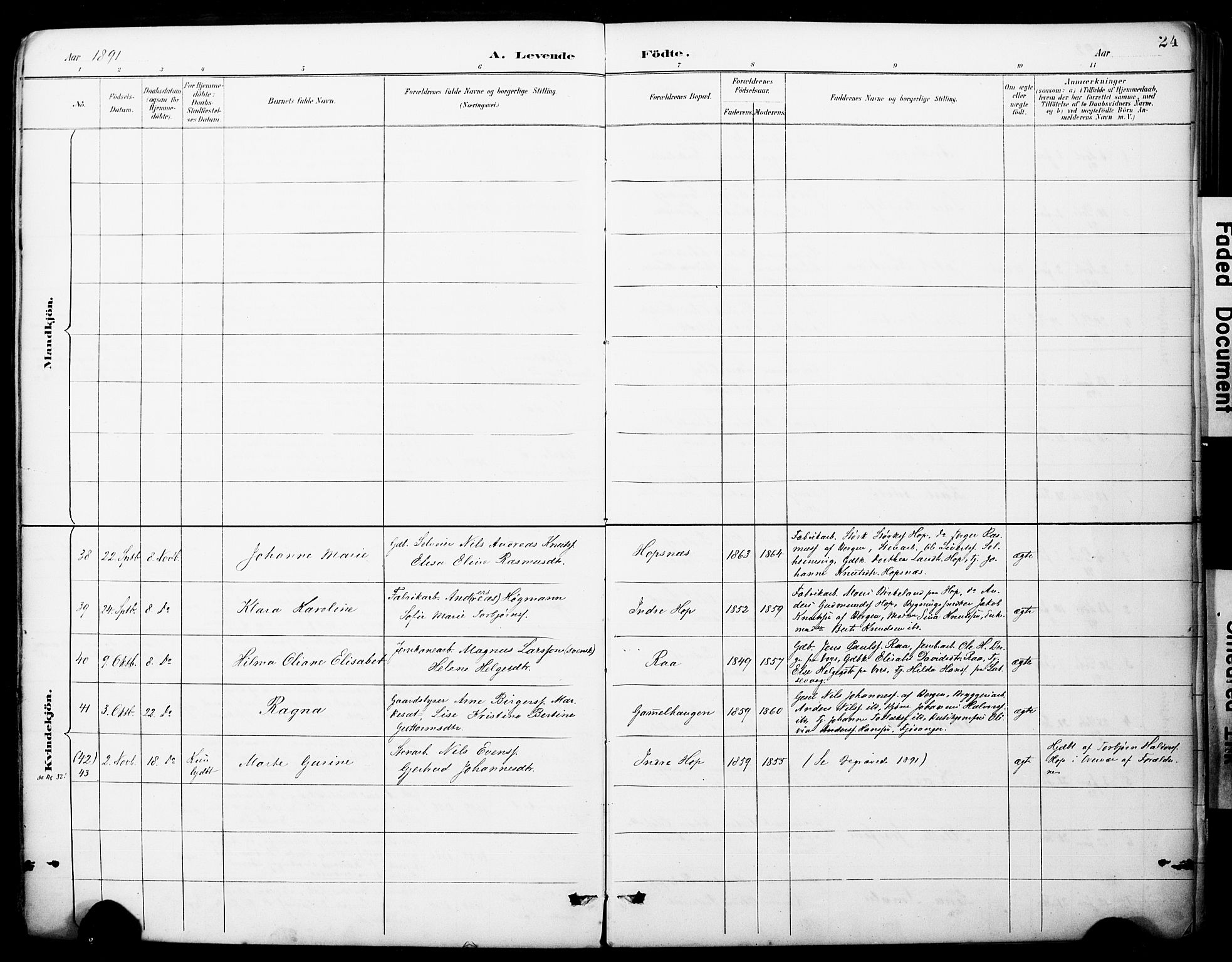 Fana Sokneprestembete, AV/SAB-A-75101/H/Haa/Haai/L0002: Parish register (official) no. I 2, 1888-1899, p. 24