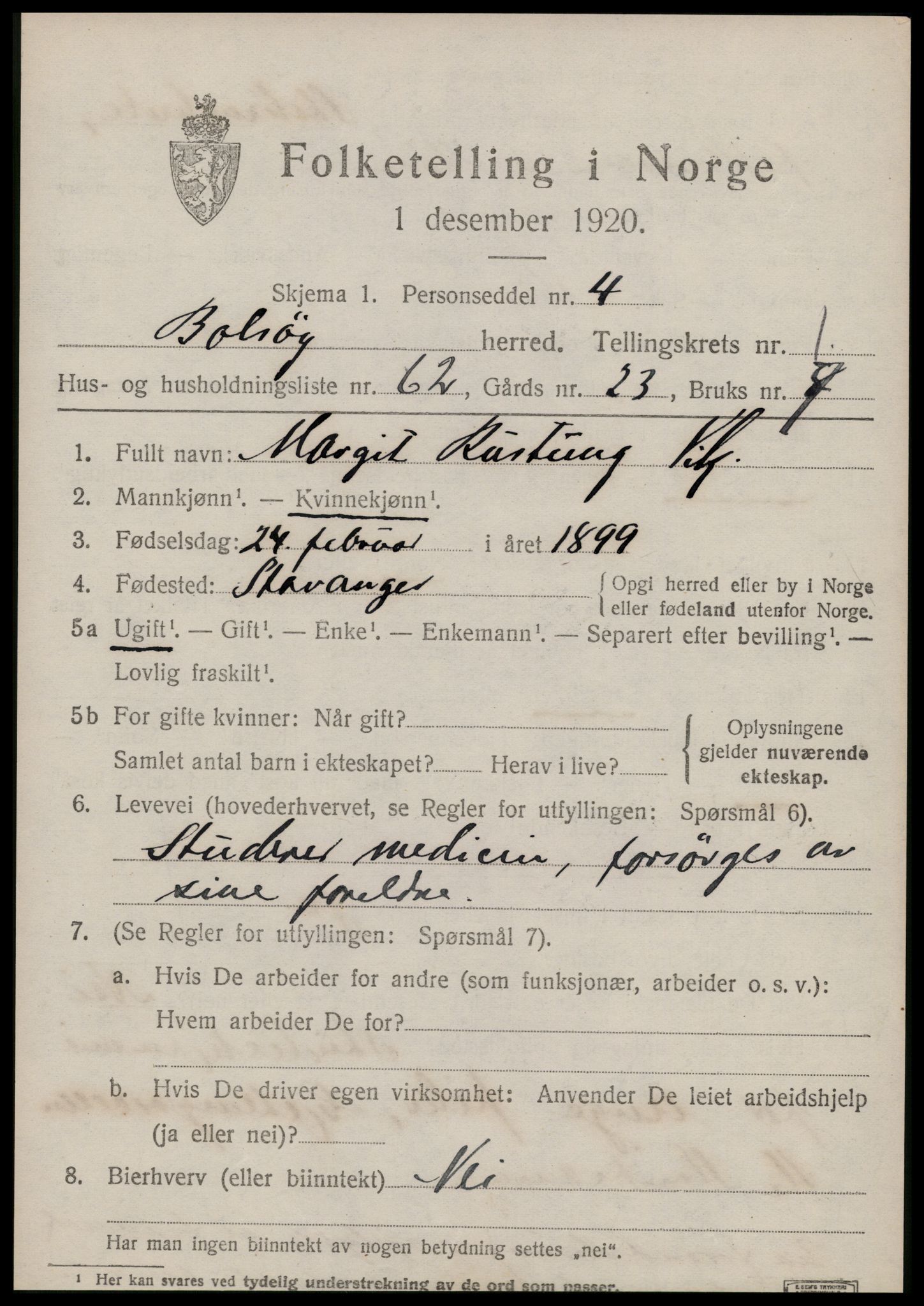 SAT, 1920 census for Bolsøy, 1920, p. 2679