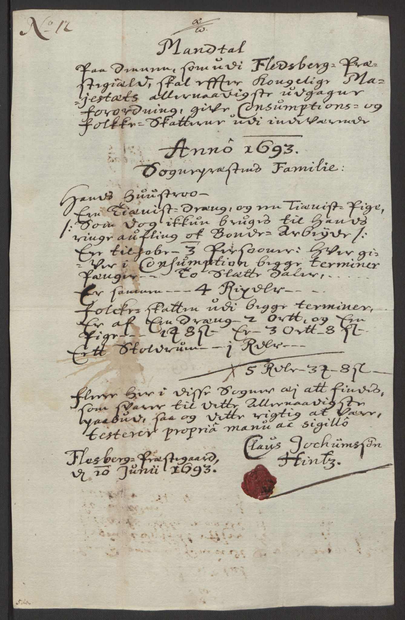 Rentekammeret inntil 1814, Reviderte regnskaper, Fogderegnskap, AV/RA-EA-4092/R24/L1575: Fogderegnskap Numedal og Sandsvær, 1692-1695, p. 186