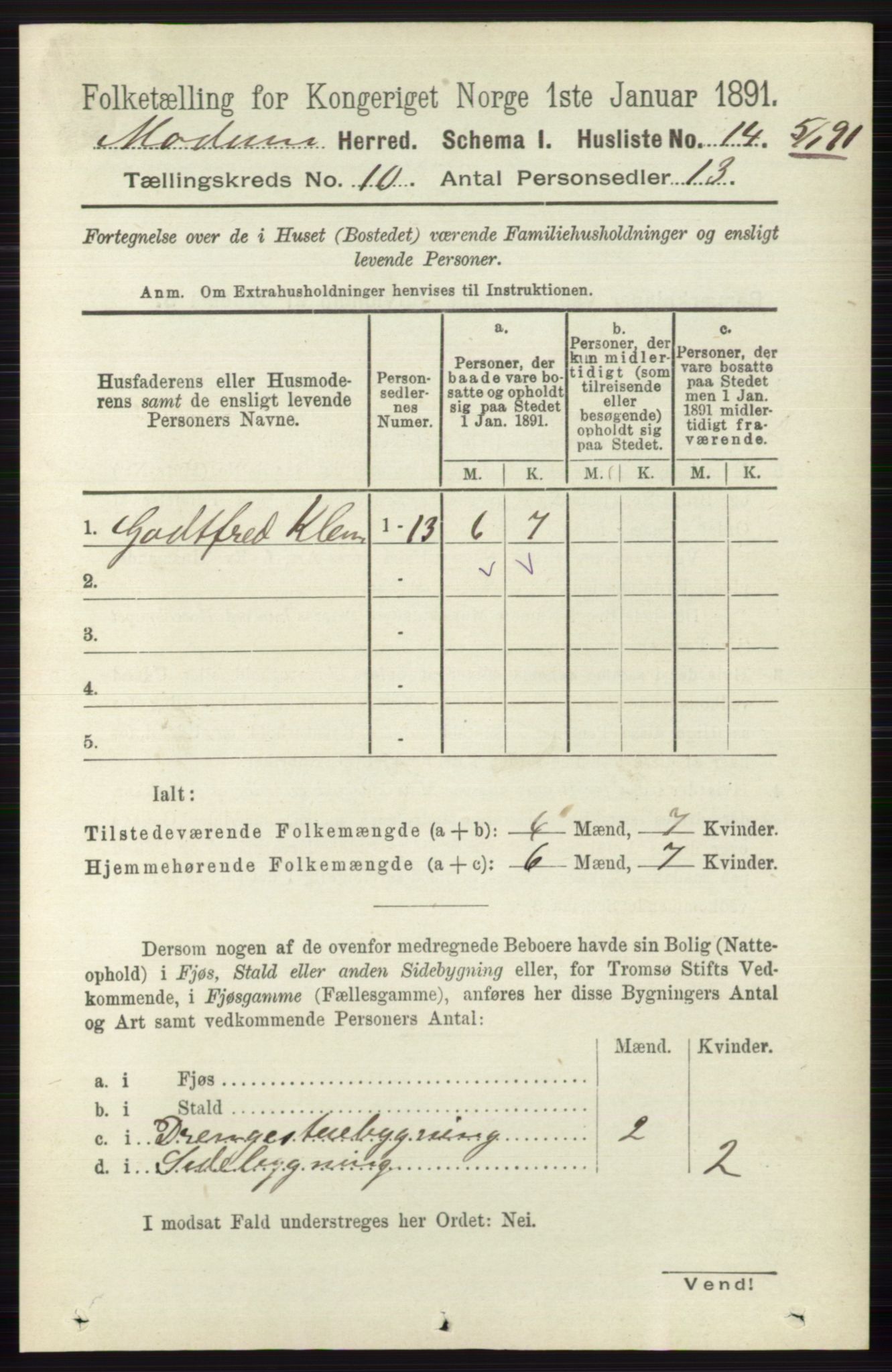 RA, 1891 census for 0623 Modum, 1891, p. 3962