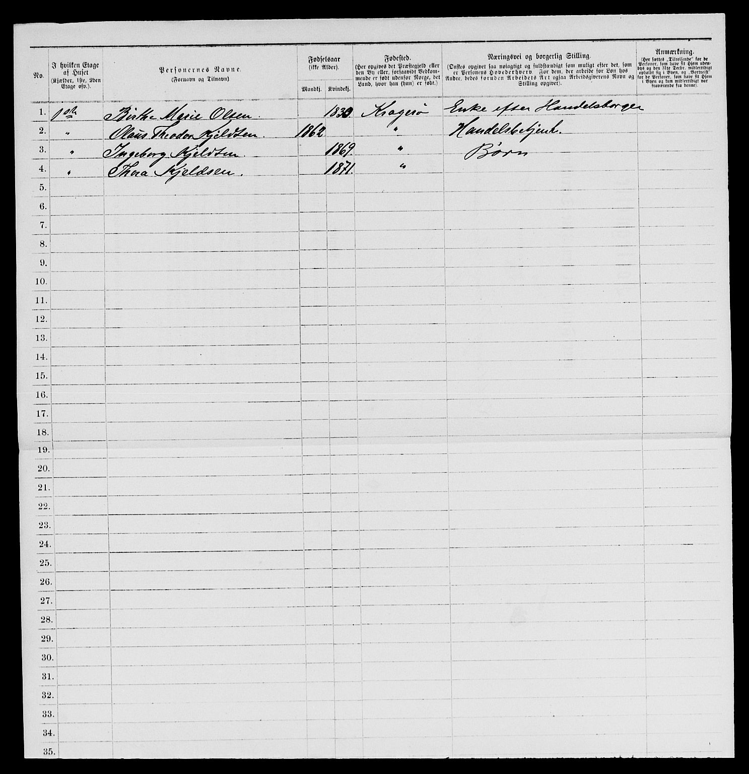 SAKO, 1885 census for 0801 Kragerø, 1885, p. 724