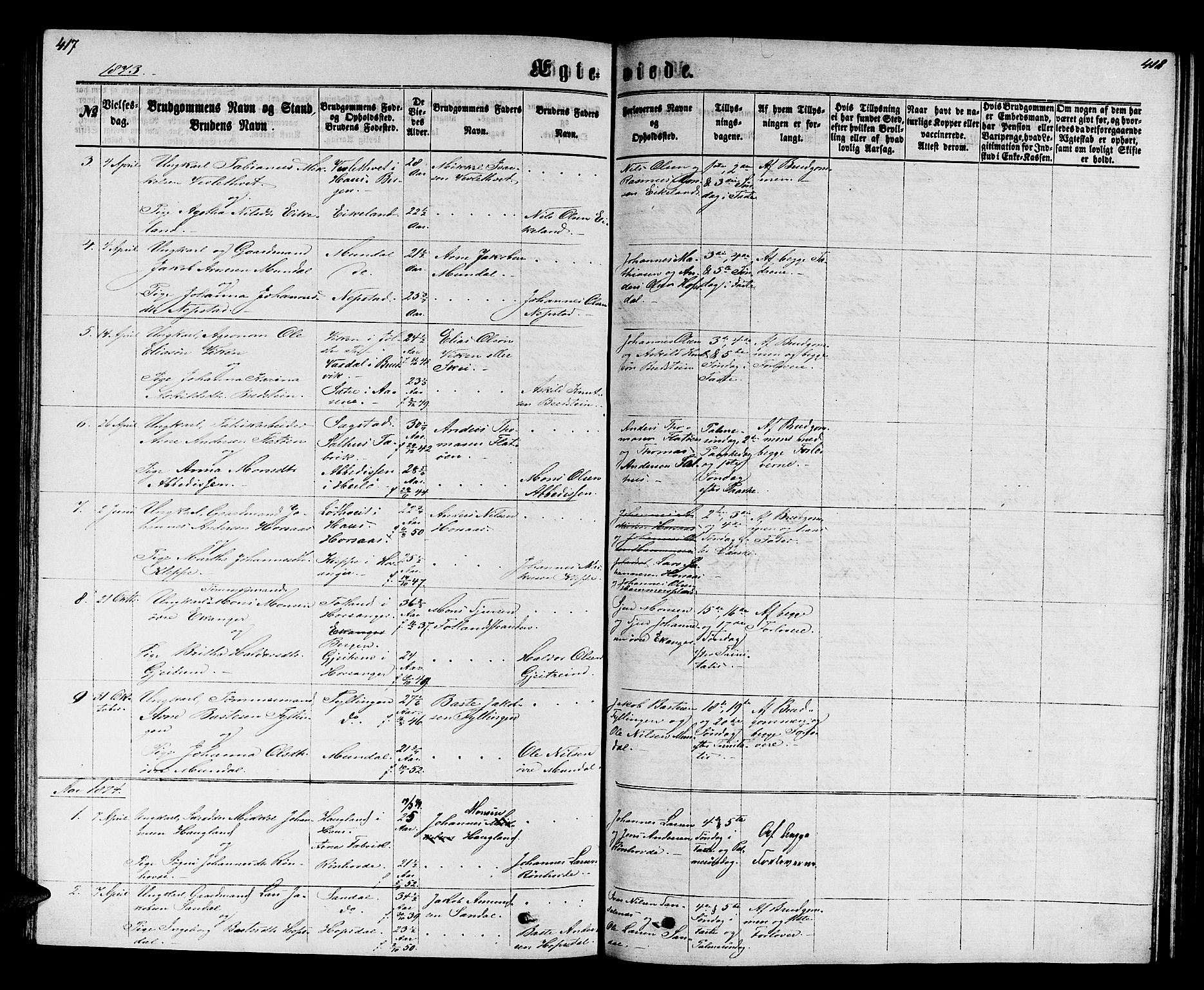Hamre sokneprestembete, SAB/A-75501/H/Ha/Hab: Parish register (copy) no. B 2, 1863-1880, p. 417-418