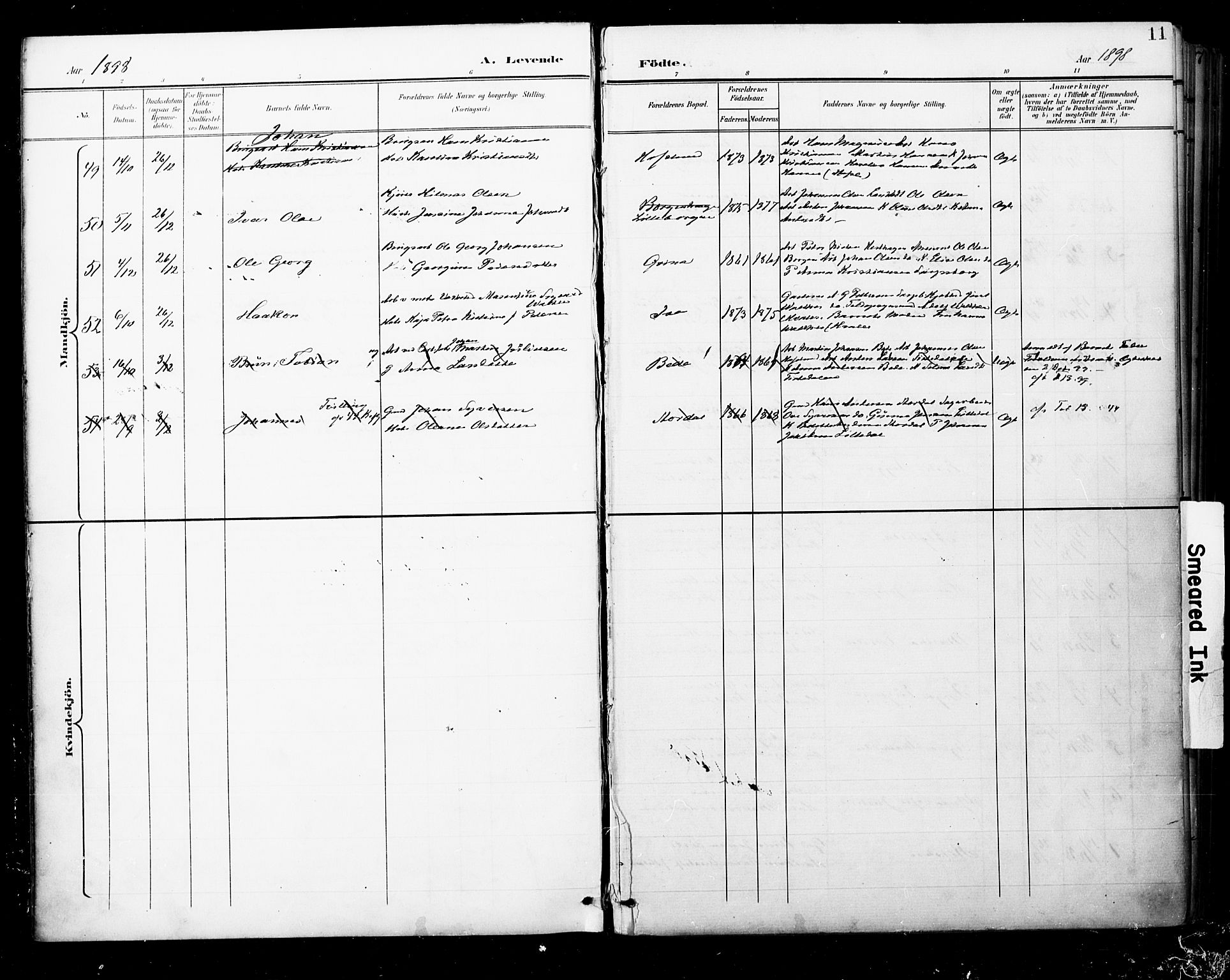 Skjeberg prestekontor Kirkebøker, SAO/A-10923/F/Fa/L0010: Parish register (official) no. I 10, 1898-1911, p. 11