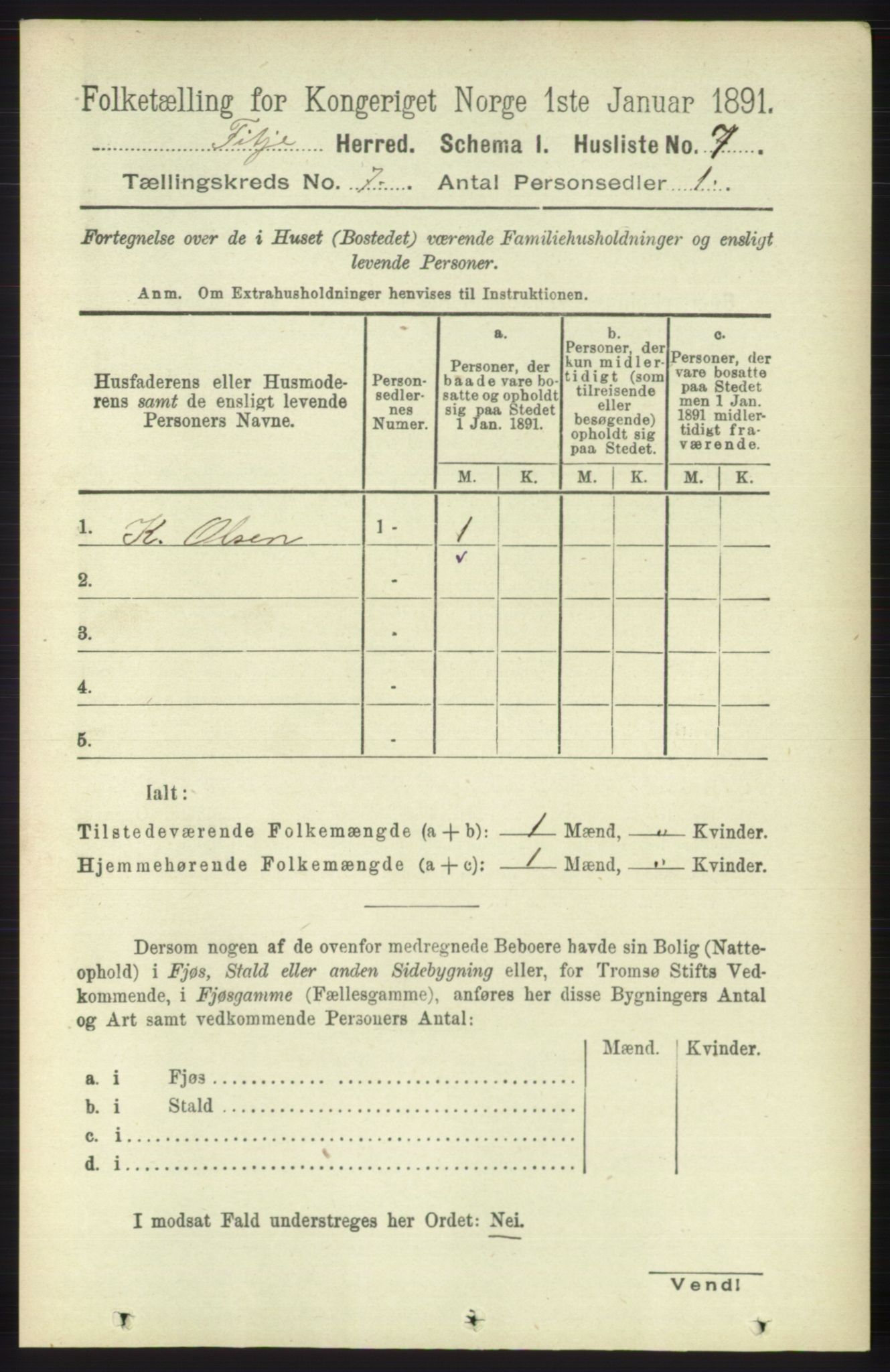 RA, 1891 census for 1222 Fitjar, 1891, p. 2752