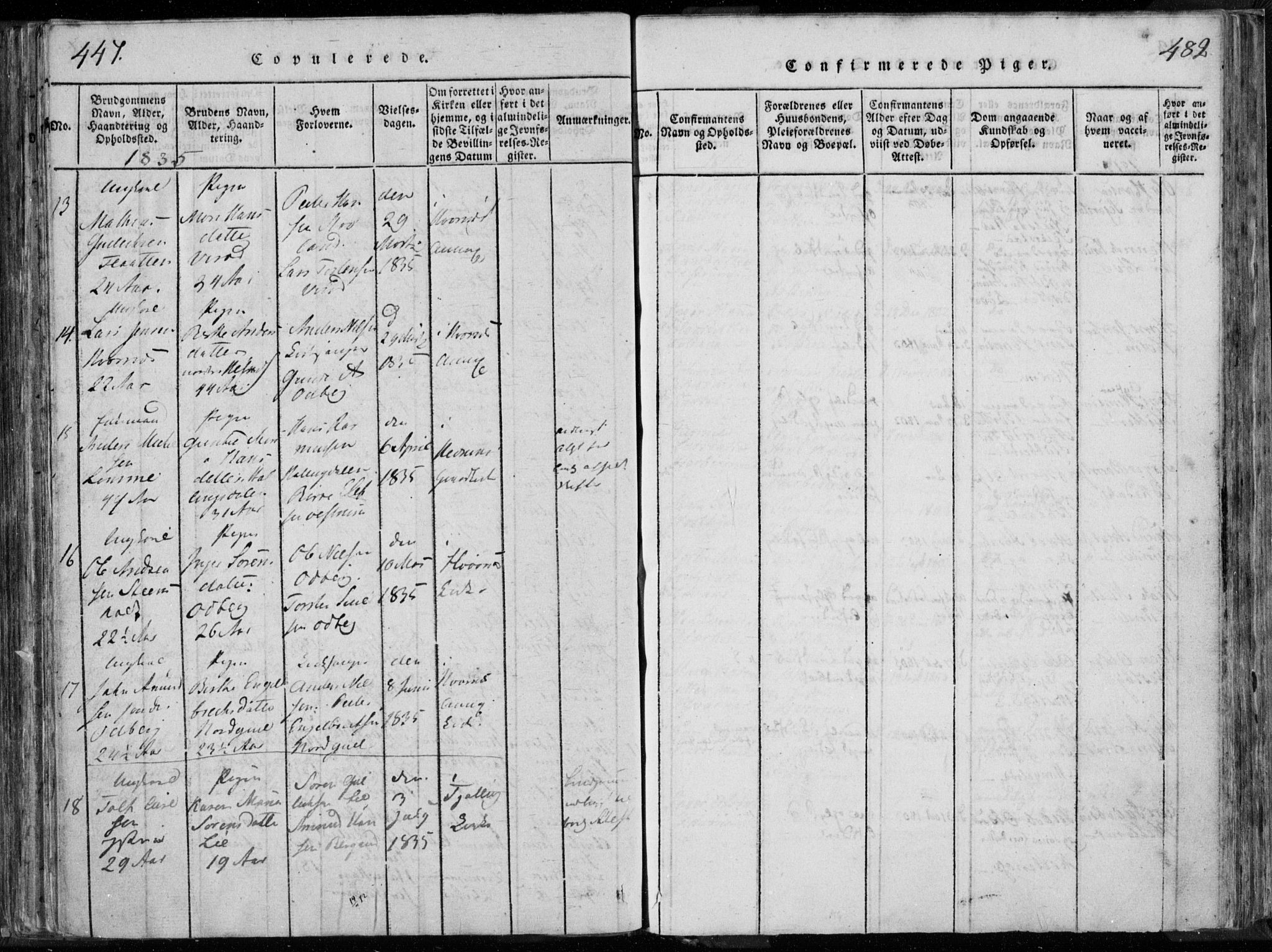 Hedrum kirkebøker, AV/SAKO-A-344/F/Fa/L0004: Parish register (official) no. I 4, 1817-1835, p. 447-448