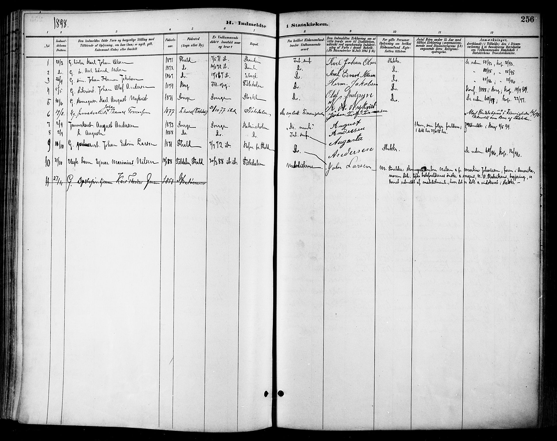 Halden prestekontor Kirkebøker, SAO/A-10909/F/Fa/L0014: Parish register (official) no. I 14, 1890-1906, p. 256