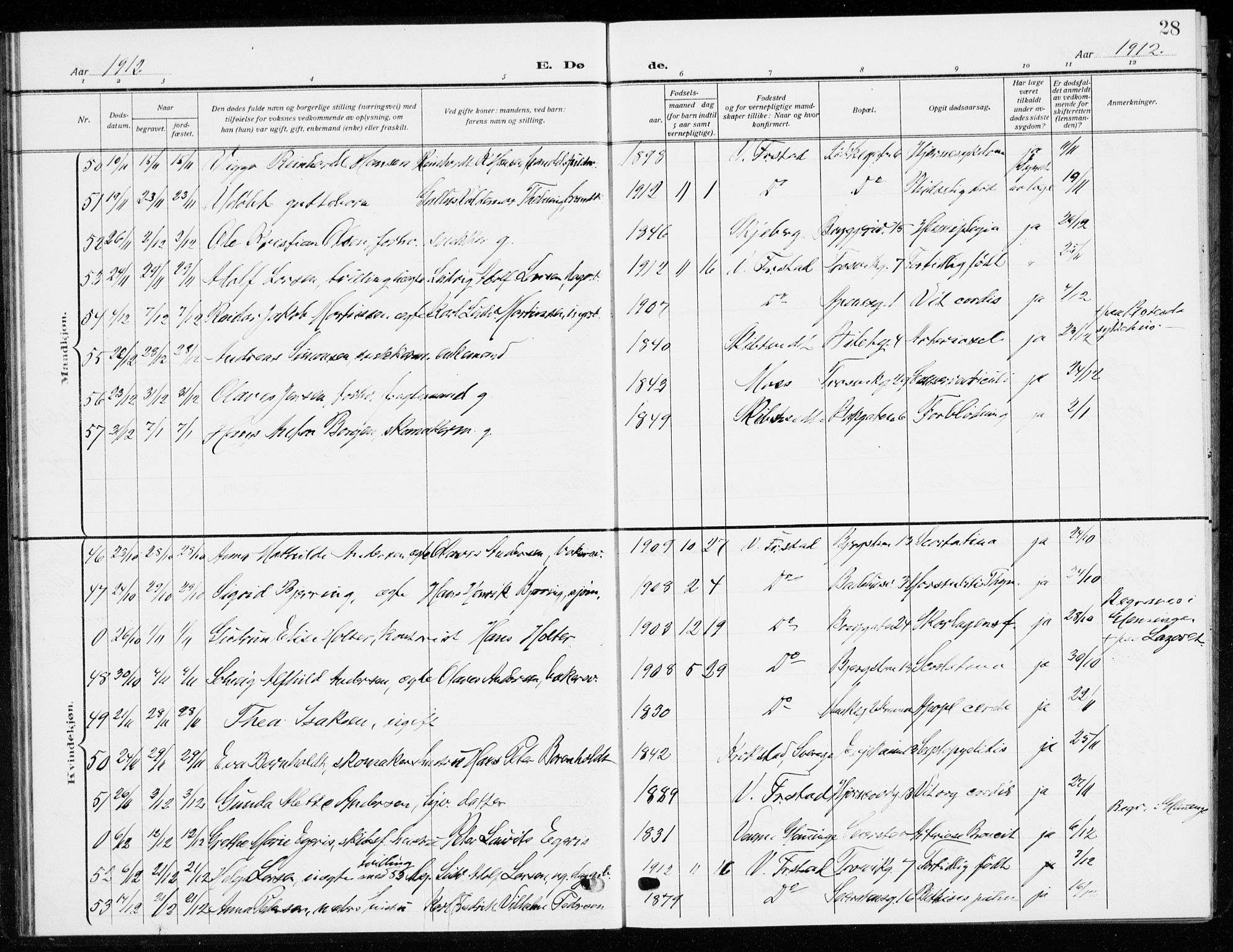 Fredrikstad domkirkes prestekontor Kirkebøker, SAO/A-10906/G/Ga/L0004: Parish register (copy) no. 4, 1910-1944, p. 28