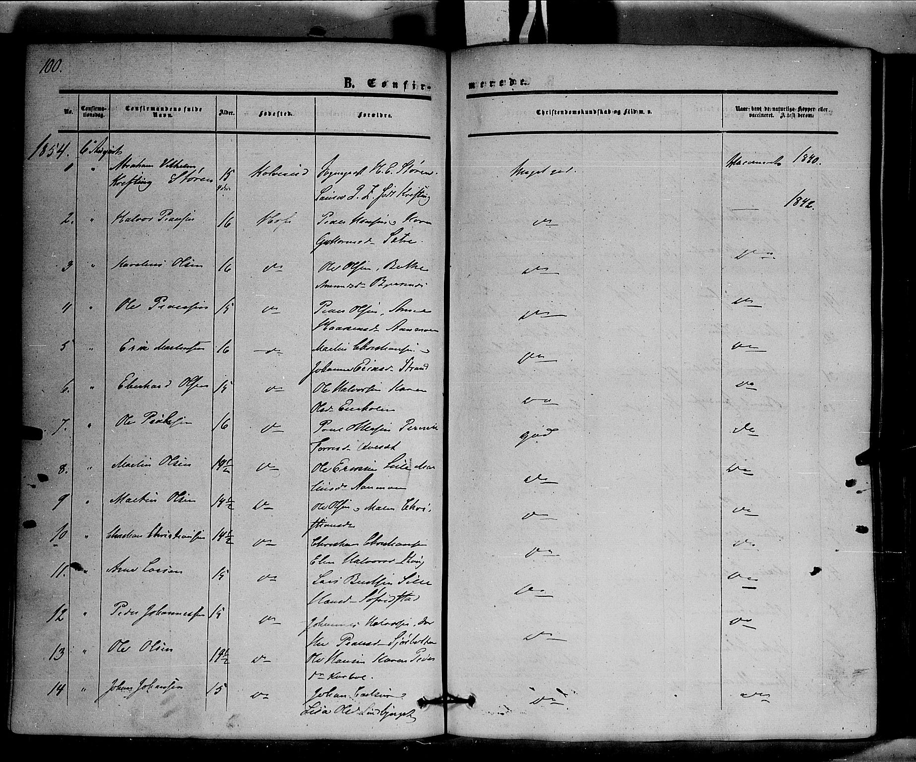 Hof prestekontor, SAH/PREST-038/H/Ha/Haa/L0008: Parish register (official) no. 8, 1849-1861, p. 100