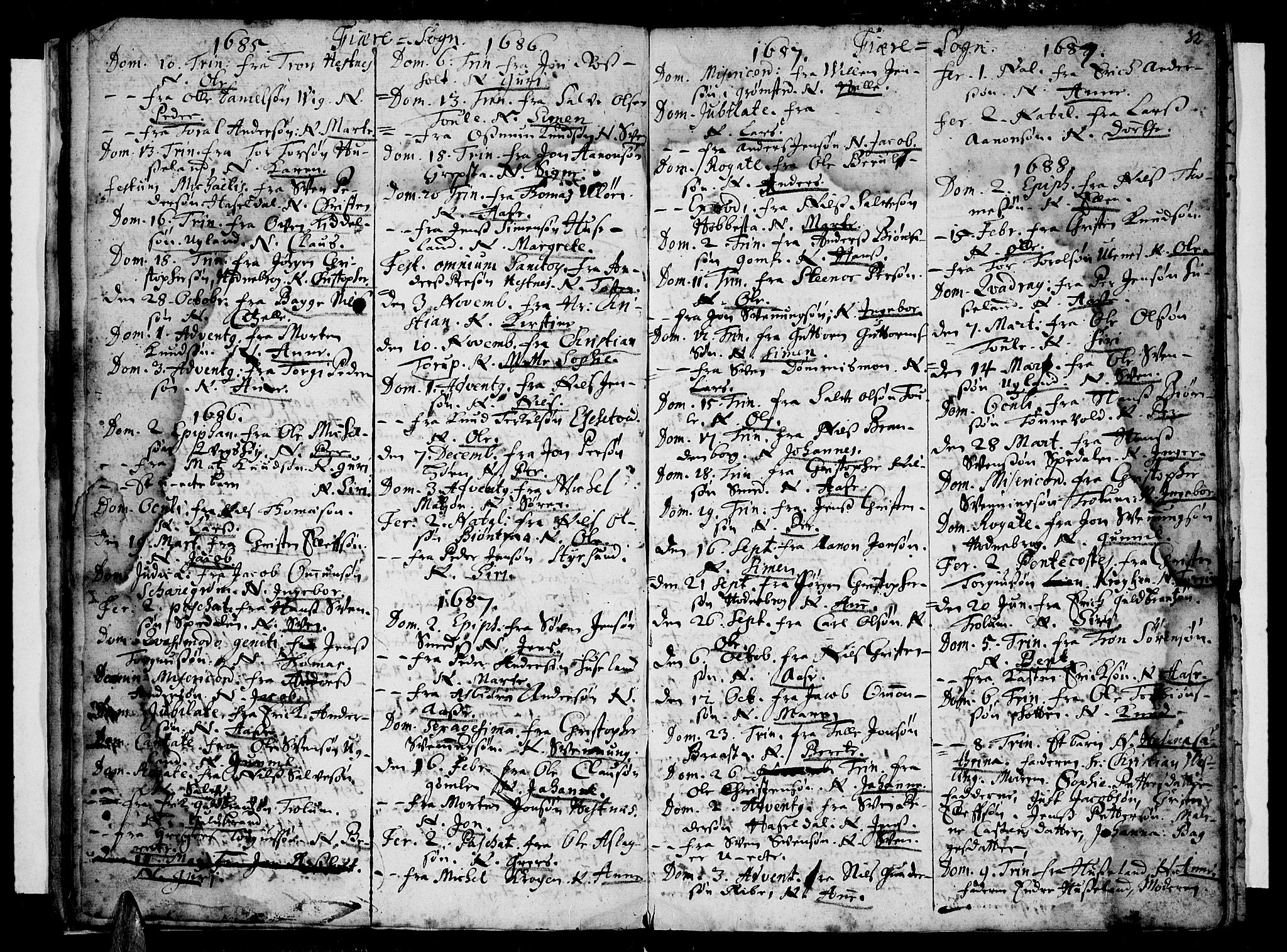 Øyestad sokneprestkontor, AV/SAK-1111-0049/F/Fa/L0001: Parish register (official) no. A 1 /2, 1683-1695, p. 32