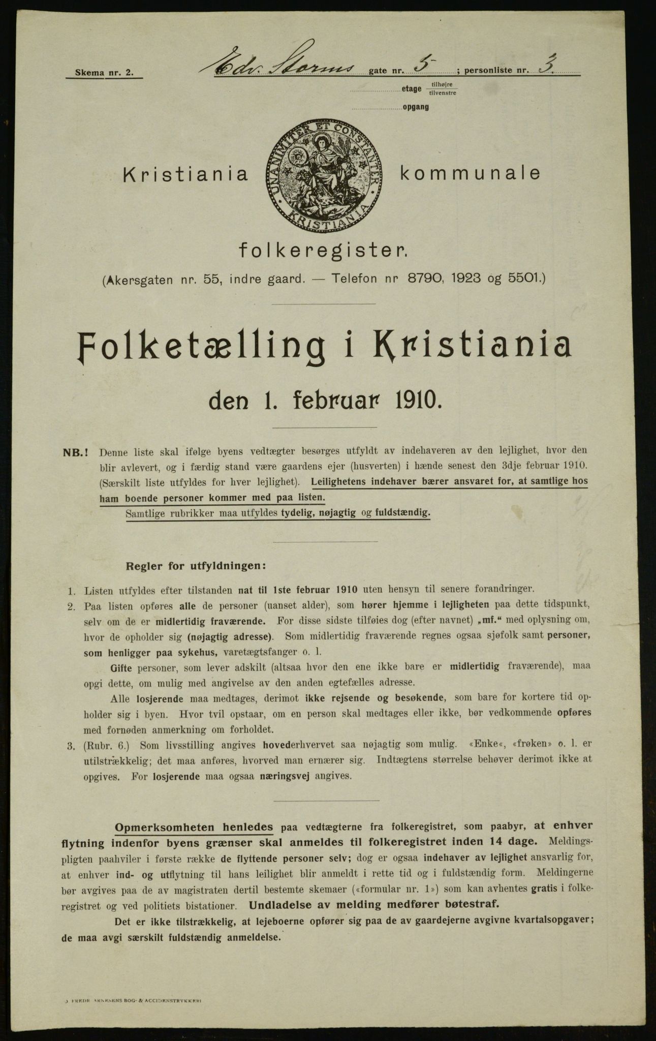 OBA, Municipal Census 1910 for Kristiania, 1910, p. 17786