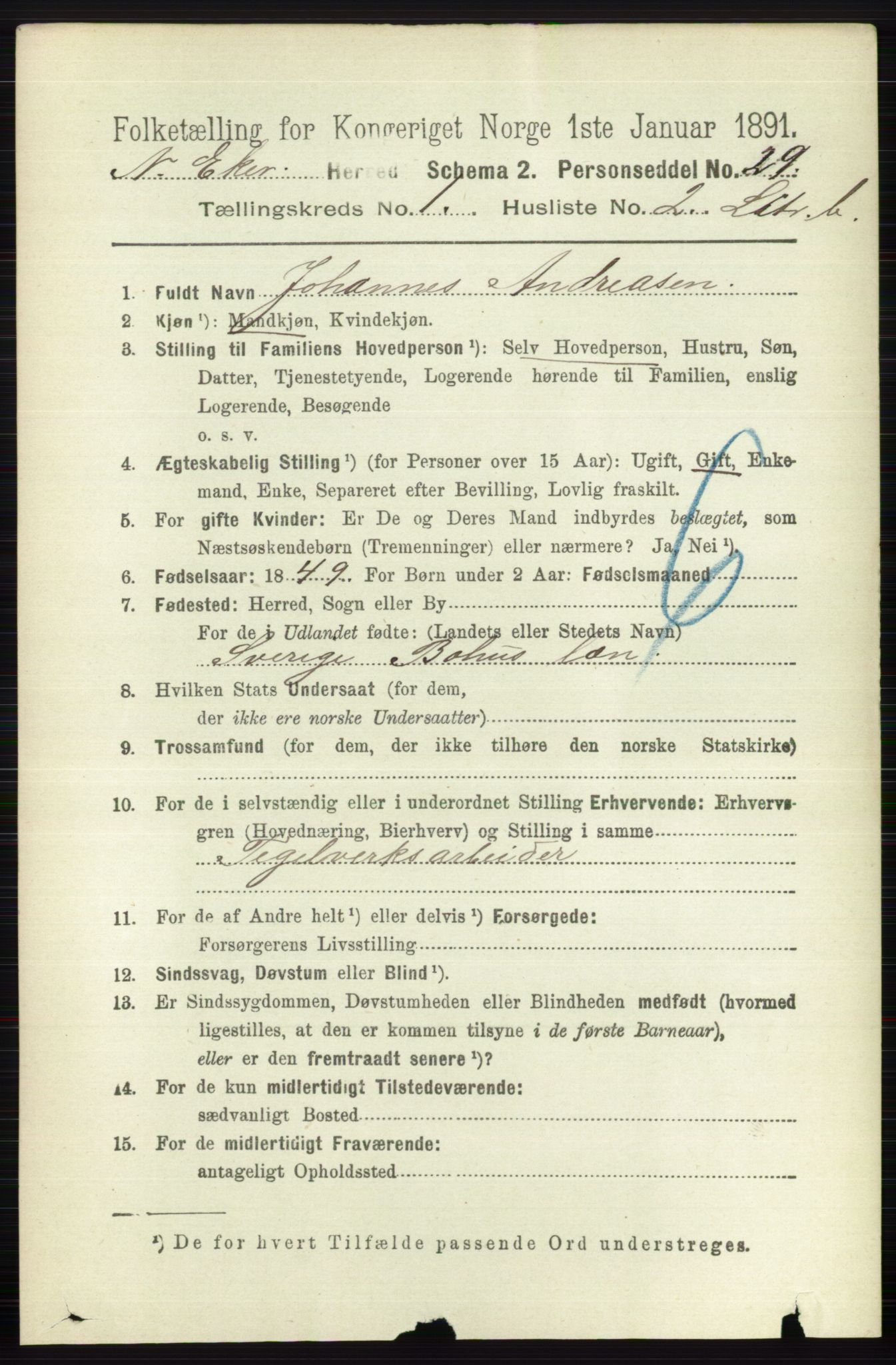 RA, 1891 census for 0625 Nedre Eiker, 1891, p. 439