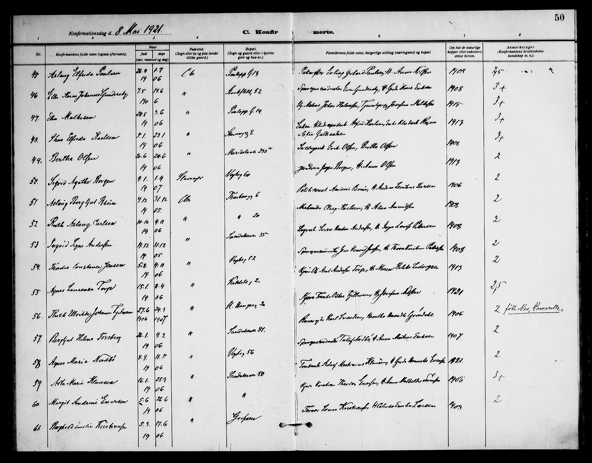 Sagene prestekontor Kirkebøker, AV/SAO-A-10796/F/L0011: Parish register (official) no. 11, 1919-1925, p. 50