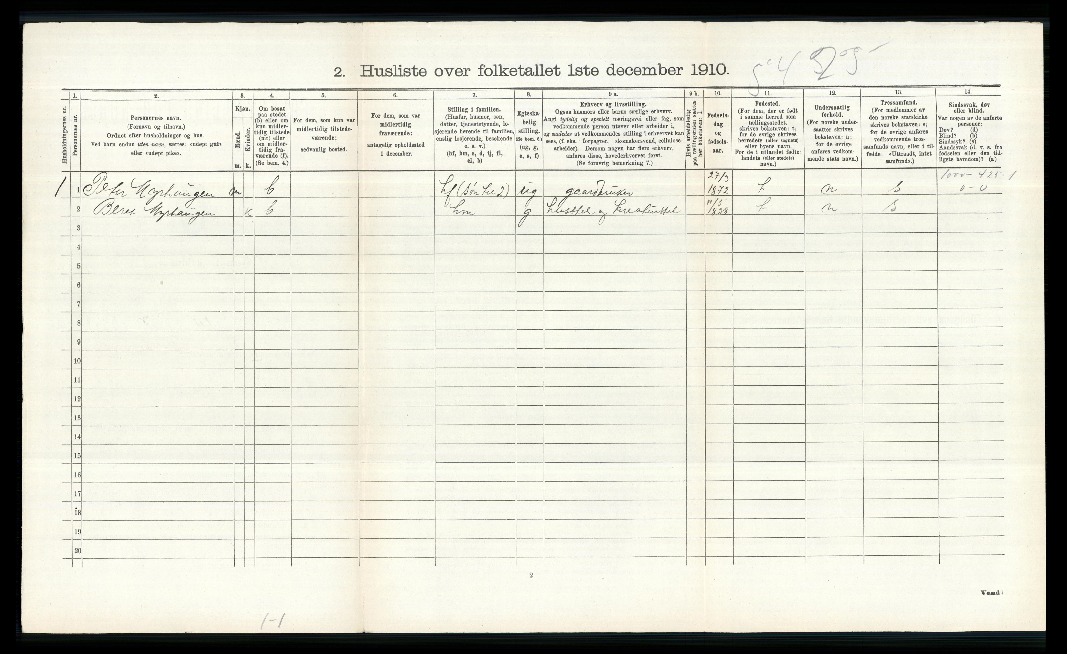 RA, 1910 census for Nord-Fron, 1910, p. 703