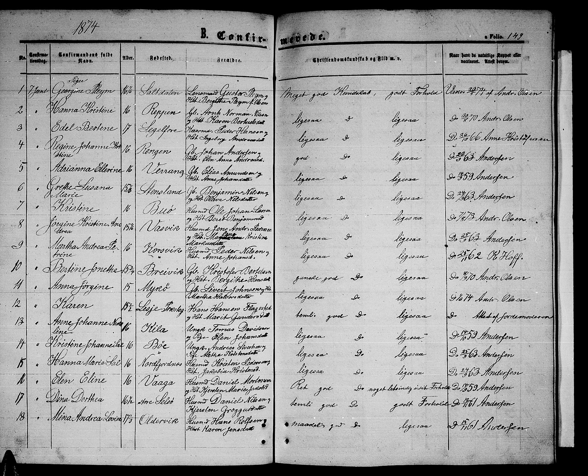 Ministerialprotokoller, klokkerbøker og fødselsregistre - Nordland, SAT/A-1459/841/L0619: Parish register (copy) no. 841C03, 1856-1876, p. 149