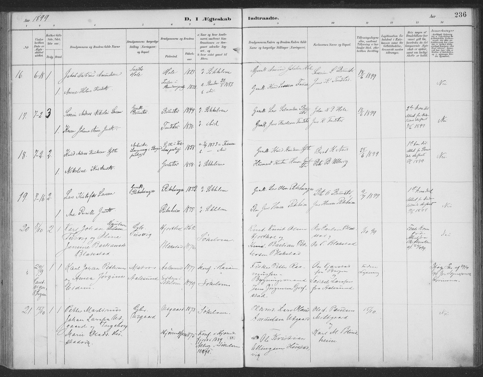 Ministerialprotokoller, klokkerbøker og fødselsregistre - Møre og Romsdal, SAT/A-1454/523/L0335: Parish register (official) no. 523A02, 1891-1911, p. 236