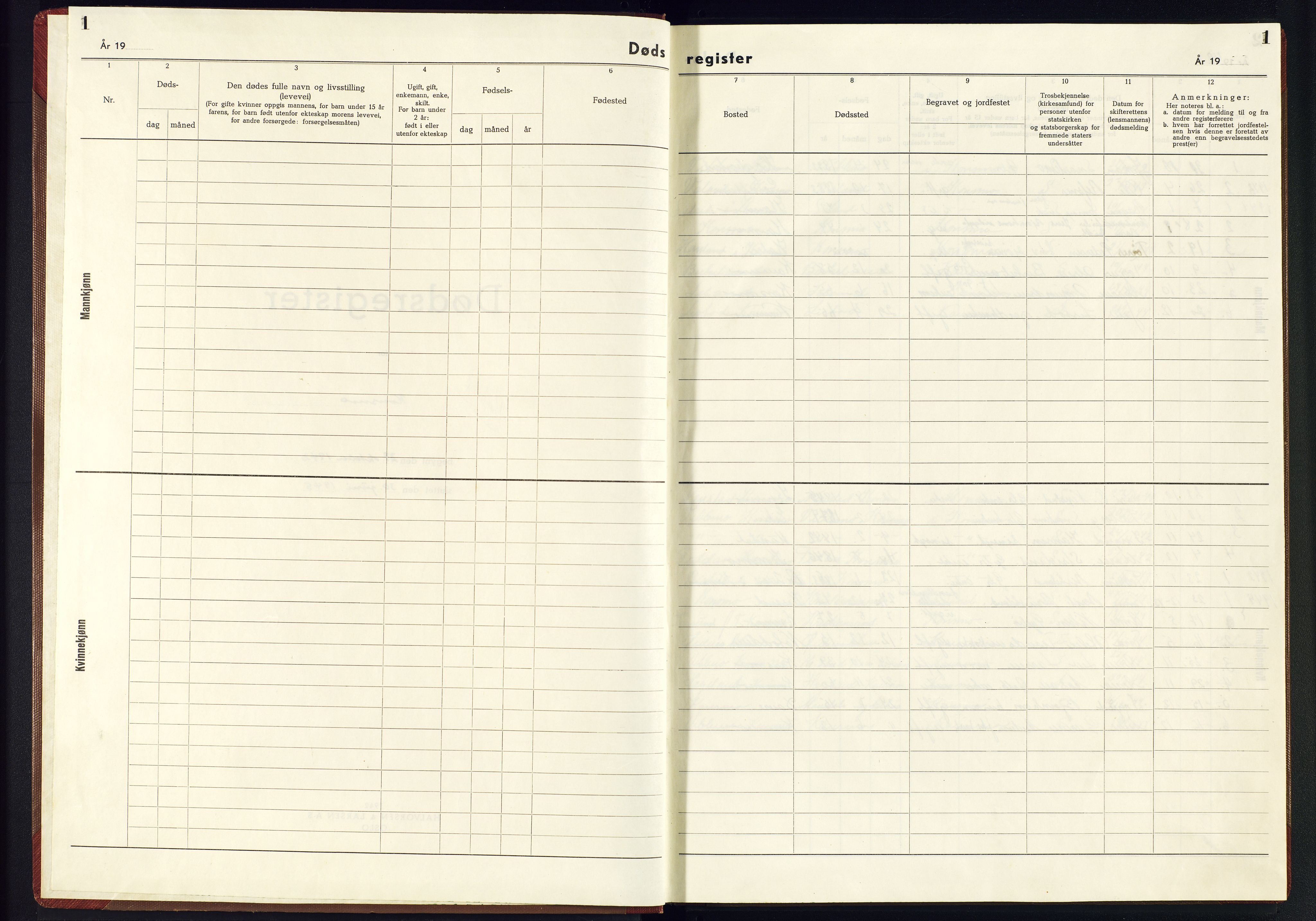 Nord-Audnedal sokneprestkontor, SAK/1111-0032/J/Jb/L0006: A-VI-6 - Dødsfallsregister Konsmo, 1942-1945, p. 1