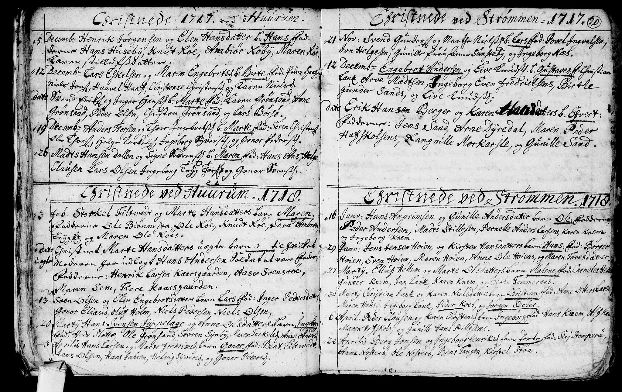 Hurum kirkebøker, AV/SAKO-A-229/F/Fa/L0001: Parish register (official) no. 1, 1715-1732, p. 20